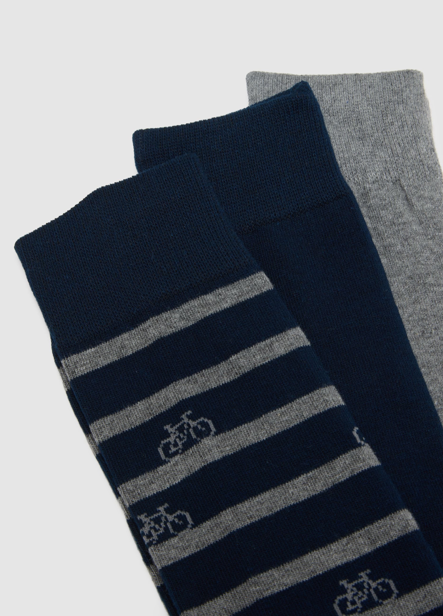 Multicolour stretch cotton long socks multipack with stripes