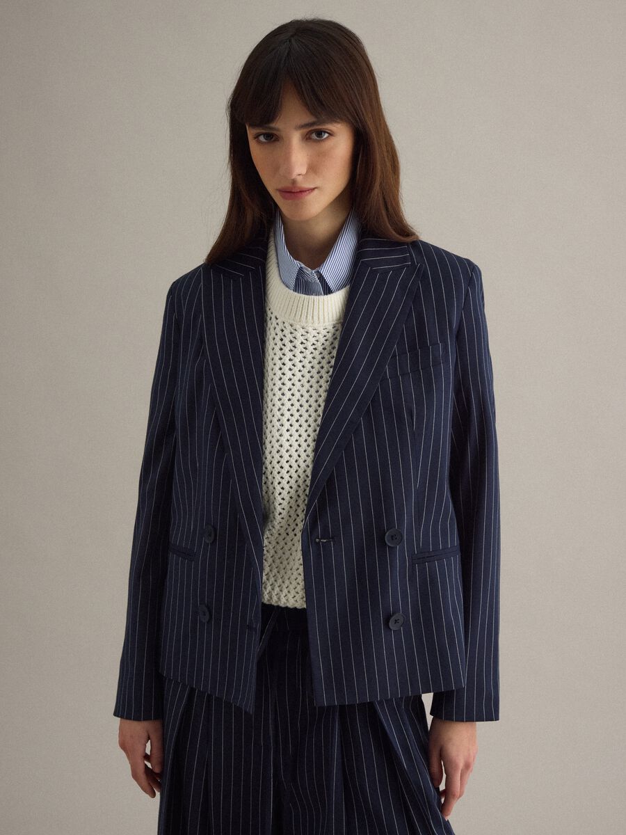 Regular fit multicolour striped blazer_1