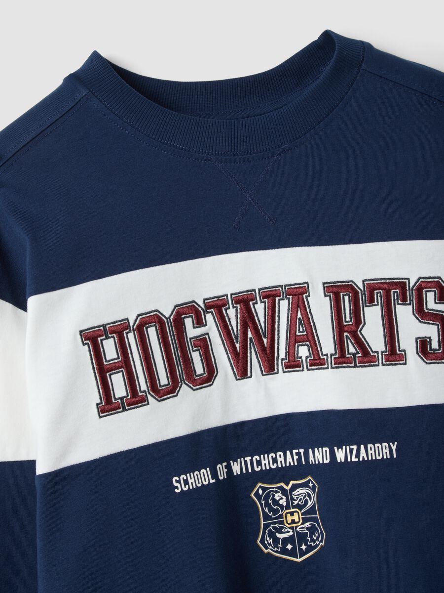 T-shirt blu in puro cotone con girocollo e stampa Harry Potter per ragazzo_4