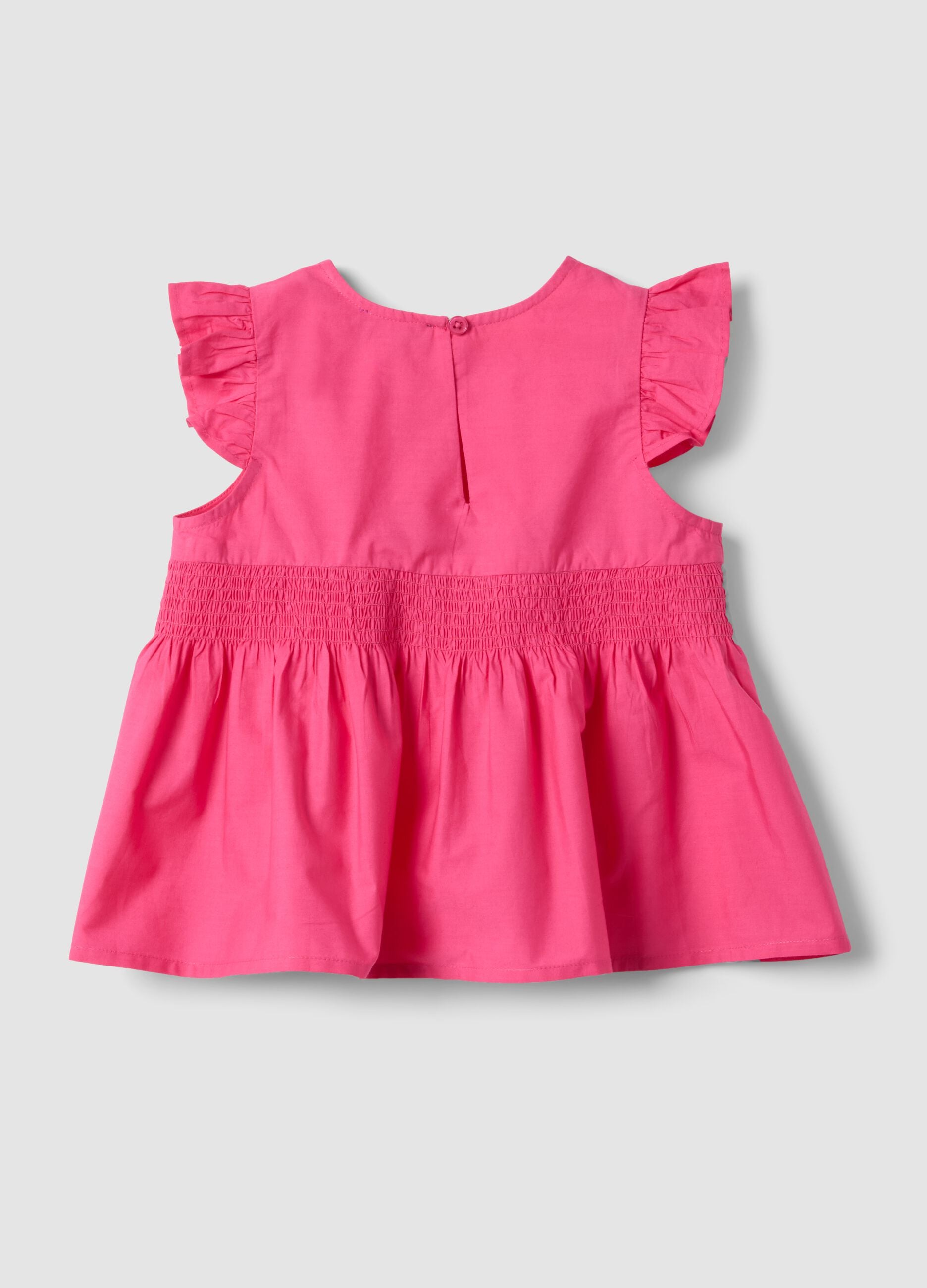 Pink pure cotton top with ruffles