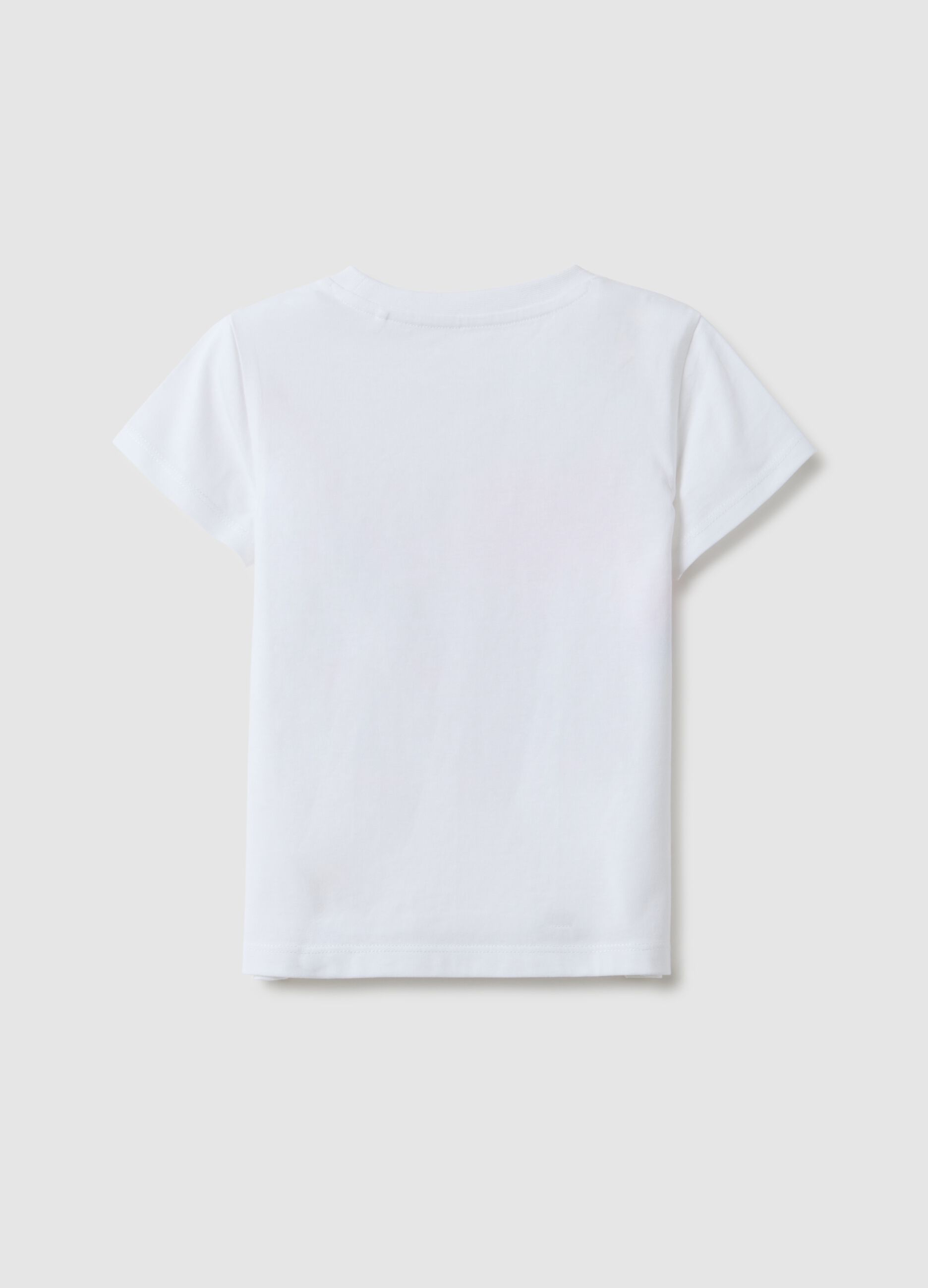 Girls' white pure cotton regular fit t-shirt with print