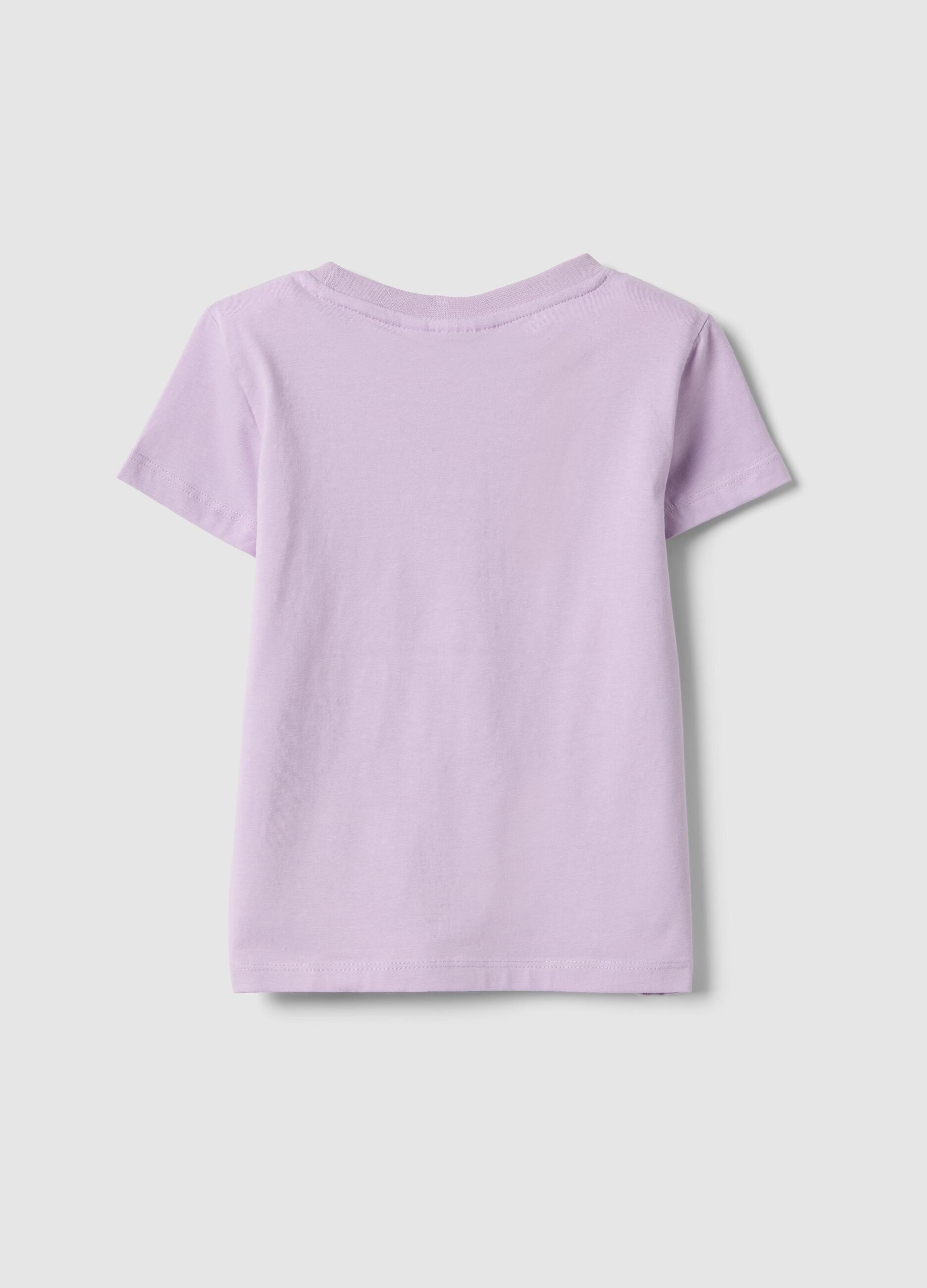 Girls' regular fit purple stretch cotton T-shirt with print