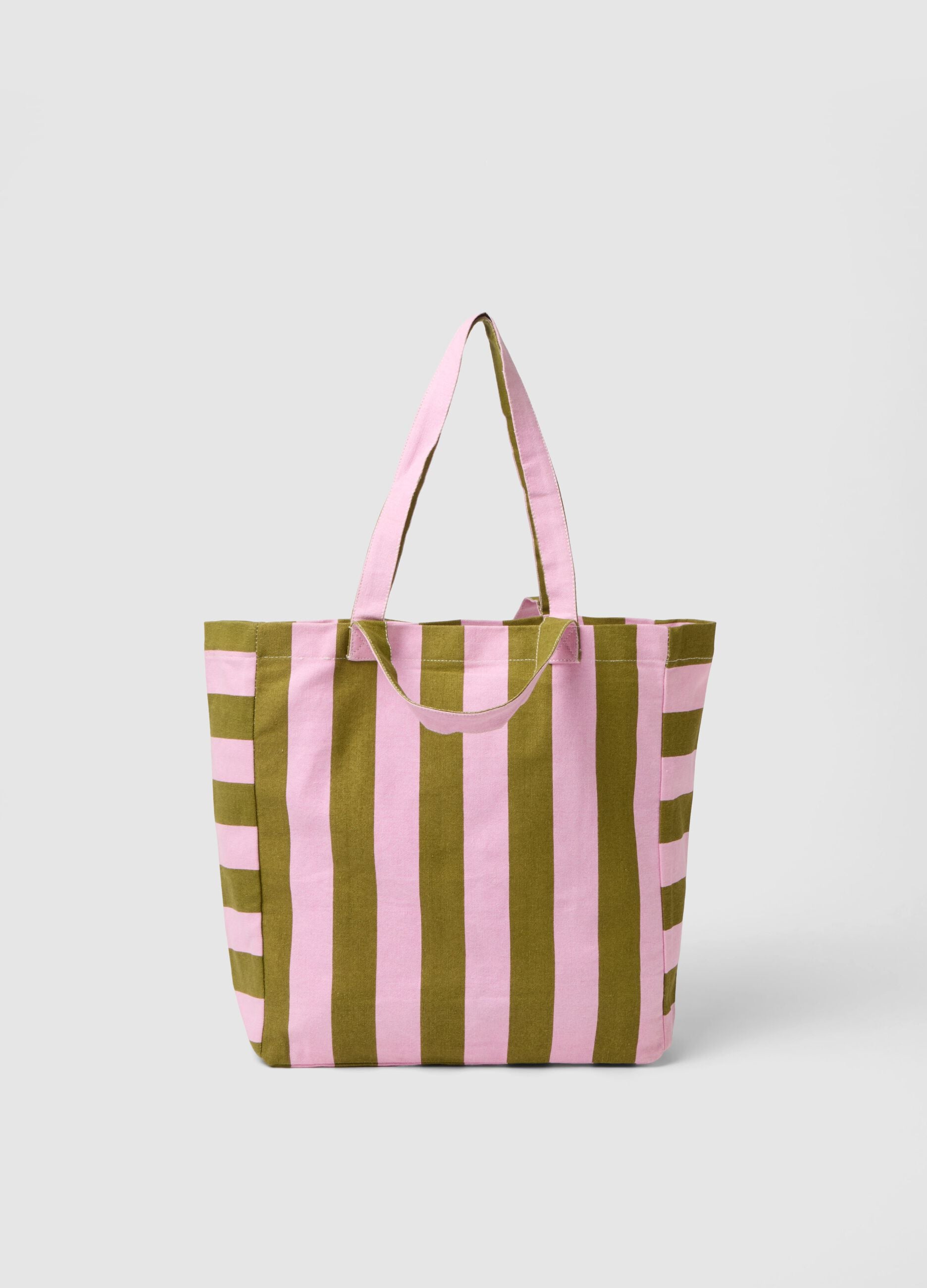 Pure cotton multicolour stripe bag with sturdy handles