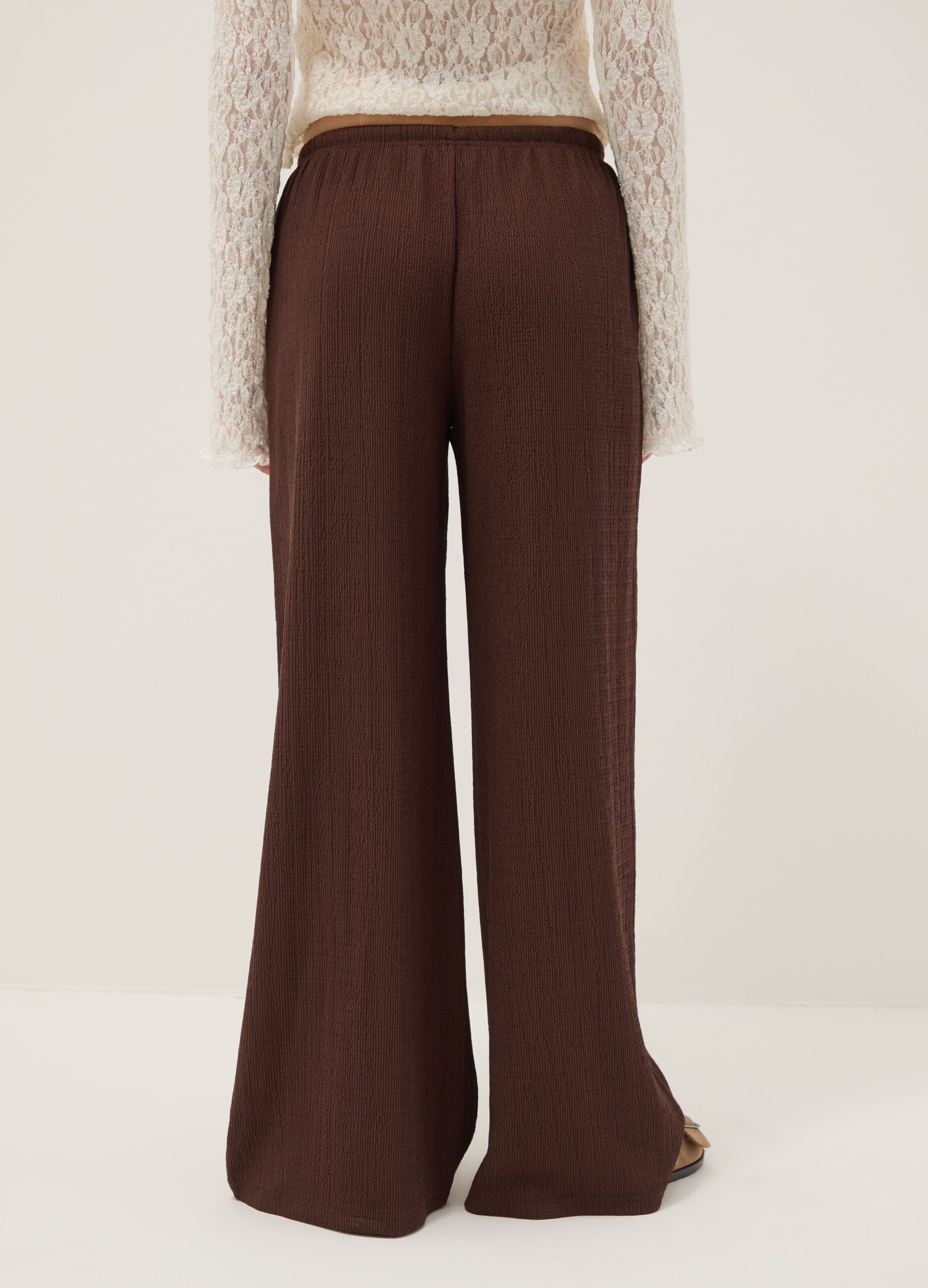 Brown Wide Leg Jogger Trousers