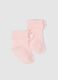 Baby girl's pink stretch cotton blend booties with bow_0