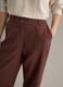 Brown straight chino trousers in viscose and linen blend regular fit_3