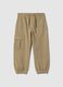 Child's beige jogger trousers in cotton blend, regular fit with elastic_0