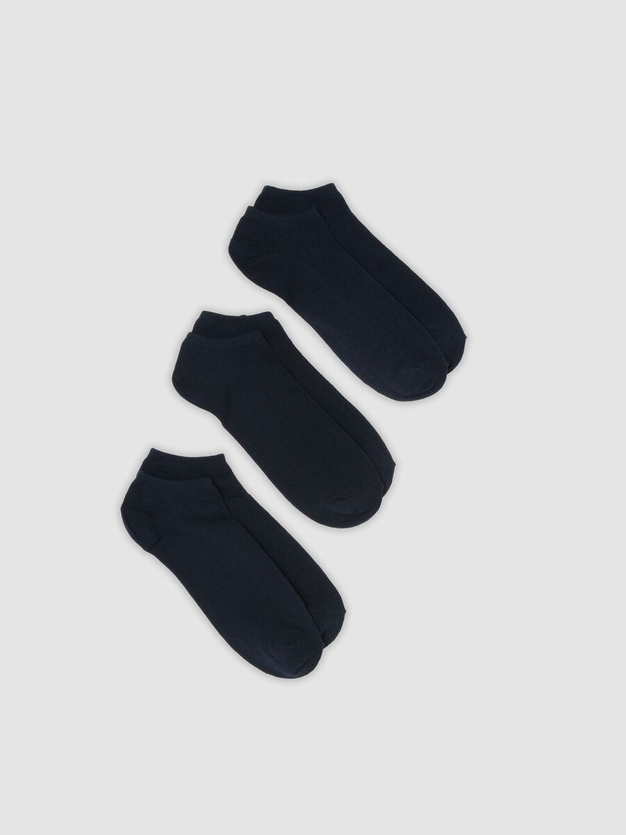 Tripack di calze alla caviglia blu in cotone organico elasticizzato_0