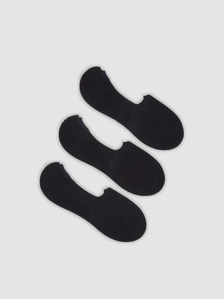 Three-pack of blue organic stretch cotton no-show socks_0
