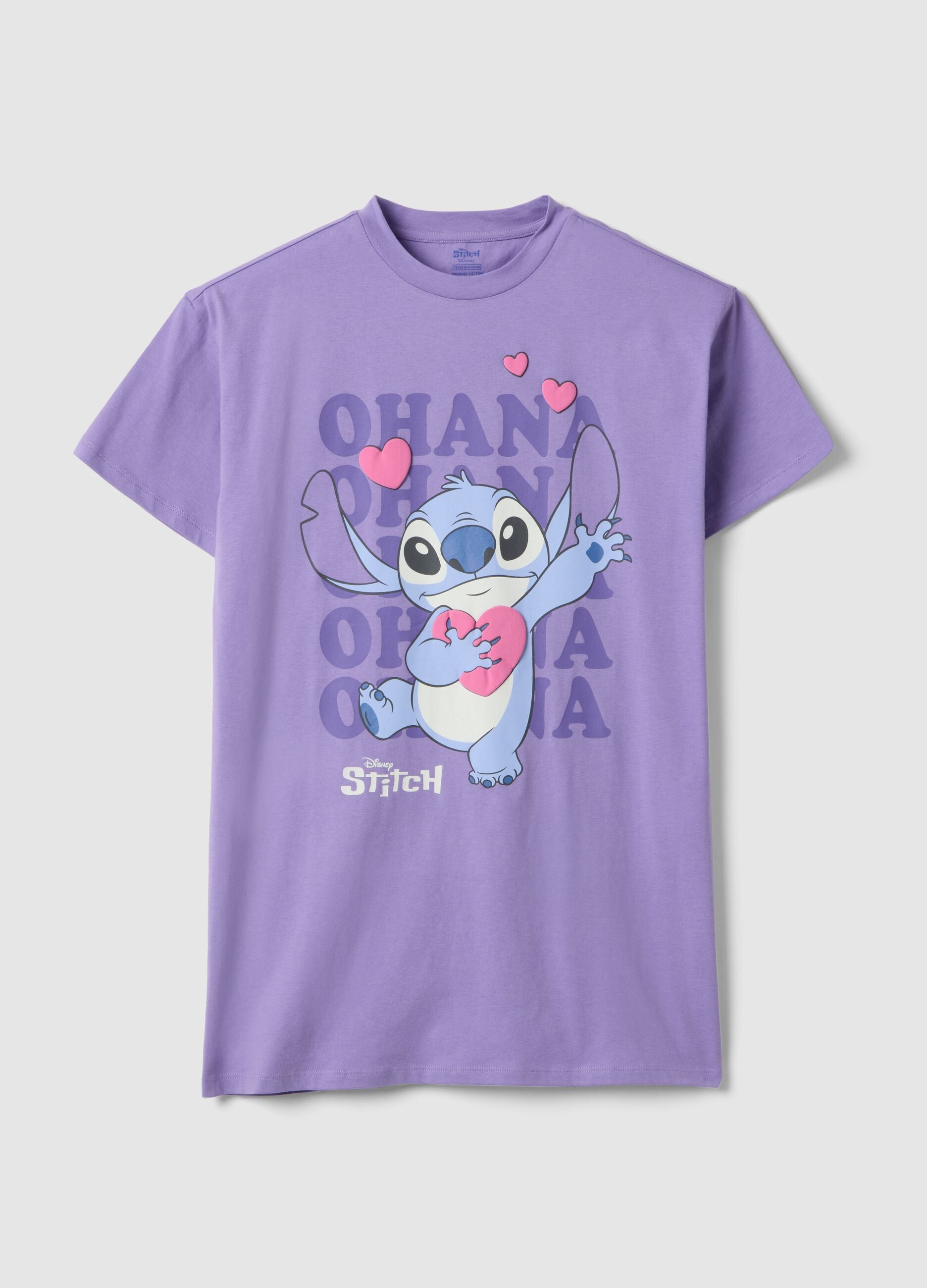 Girls' purple pure cotton nightshirt regular fit with Stitch
