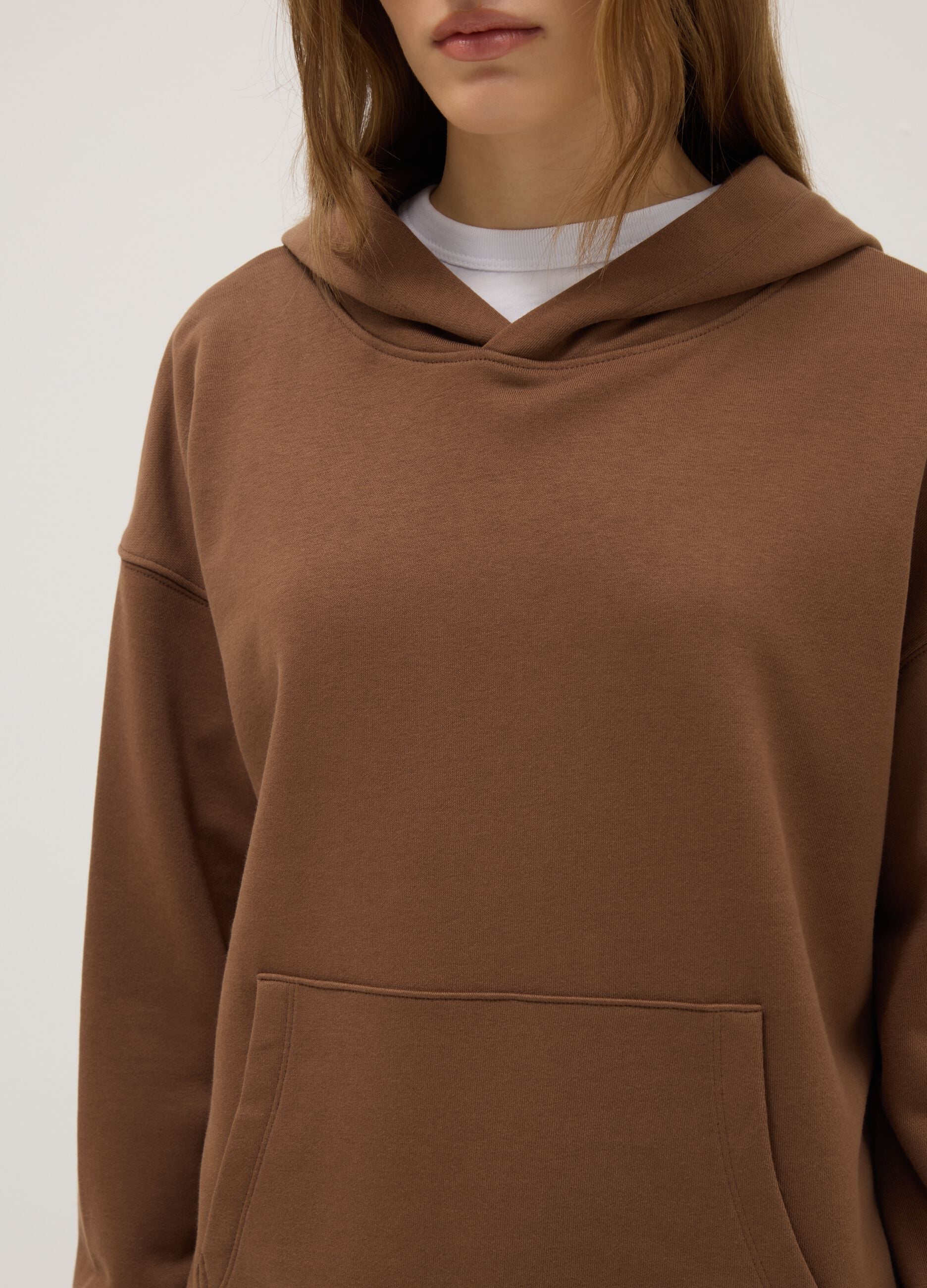 Brown cotton blend hoodie regular fit
