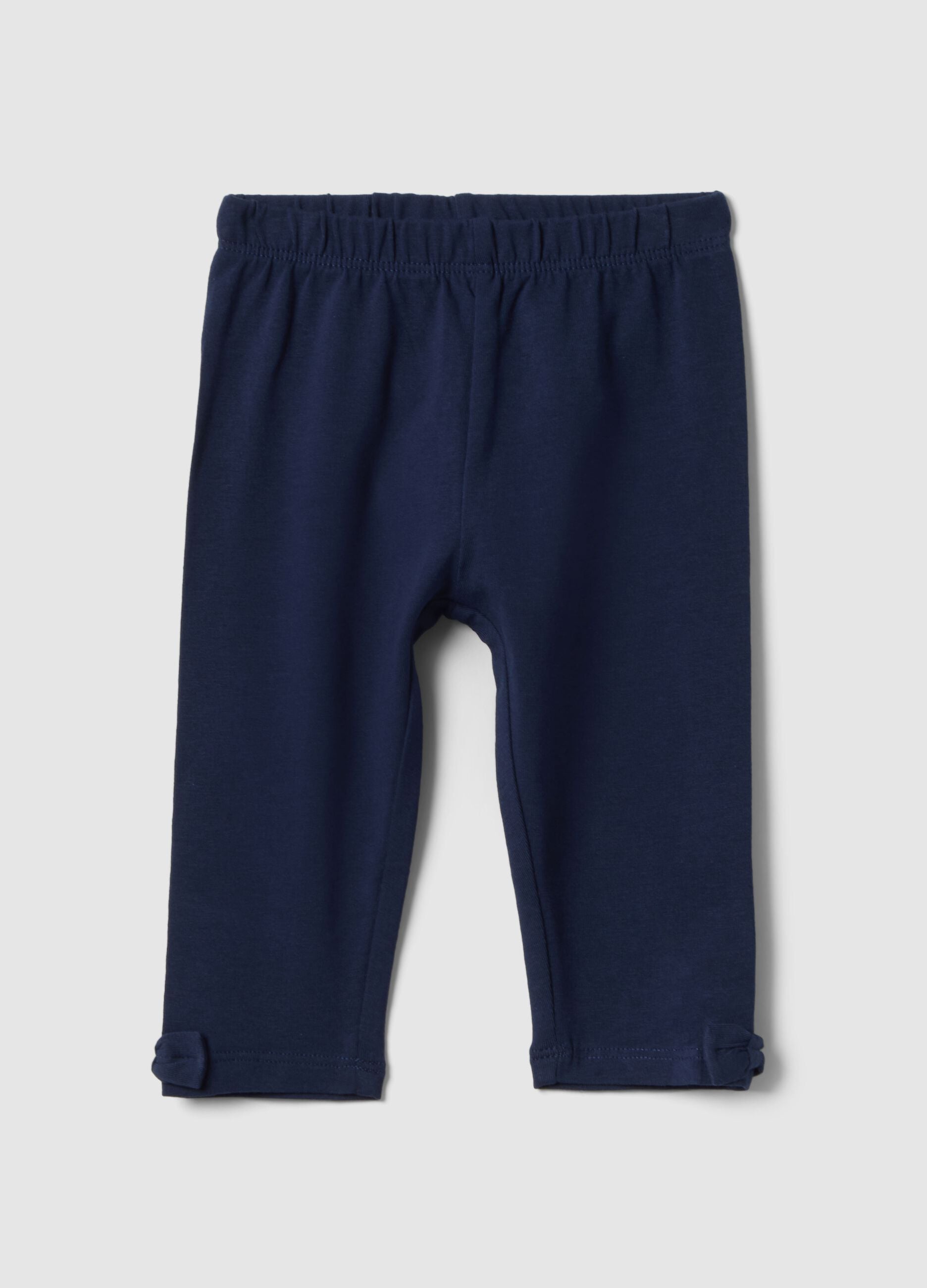 Slim fit blue stretch cotton leggings for girls