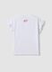 White stretch cotton T-shirt with frill sleeves for girls, regular fit_1