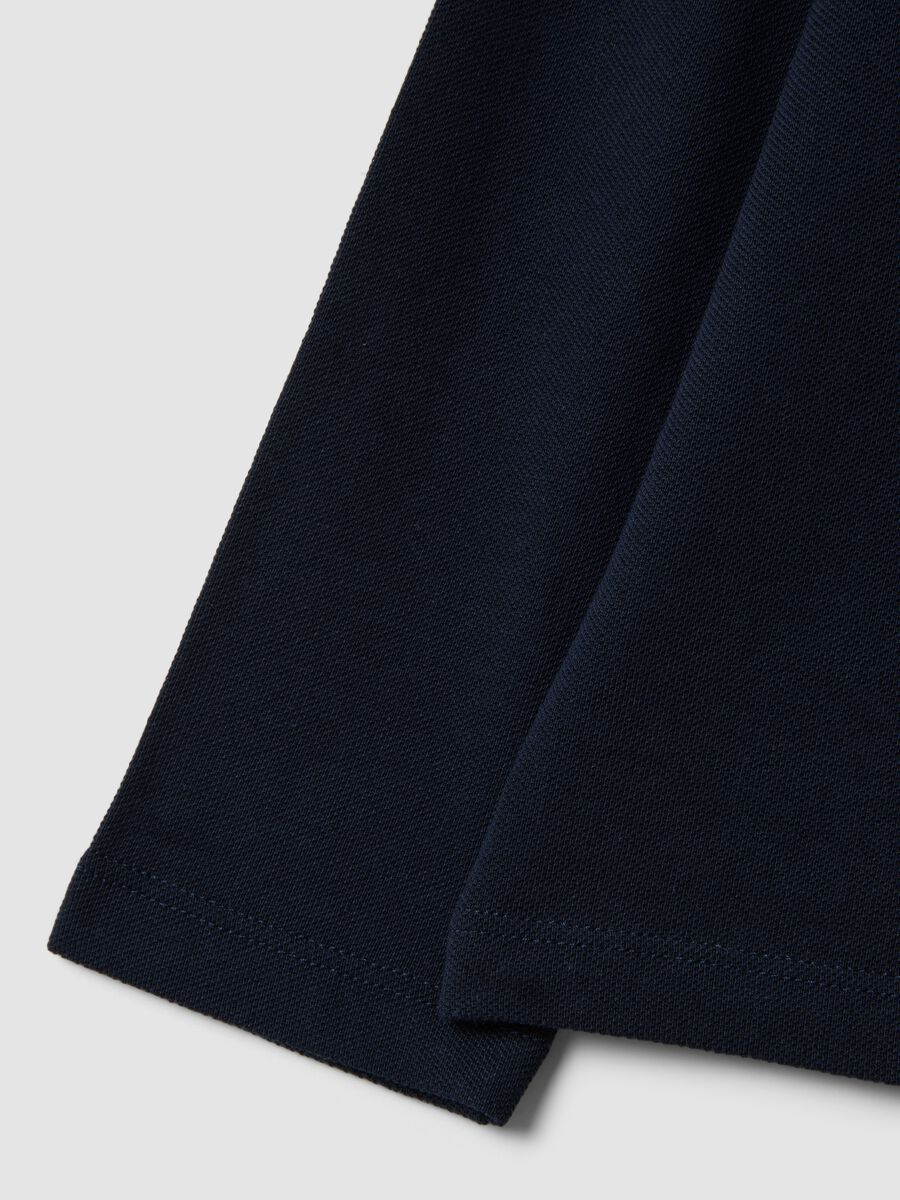Blue long-sleeve polo in pure organic cotton, regular fit, for boys_3
