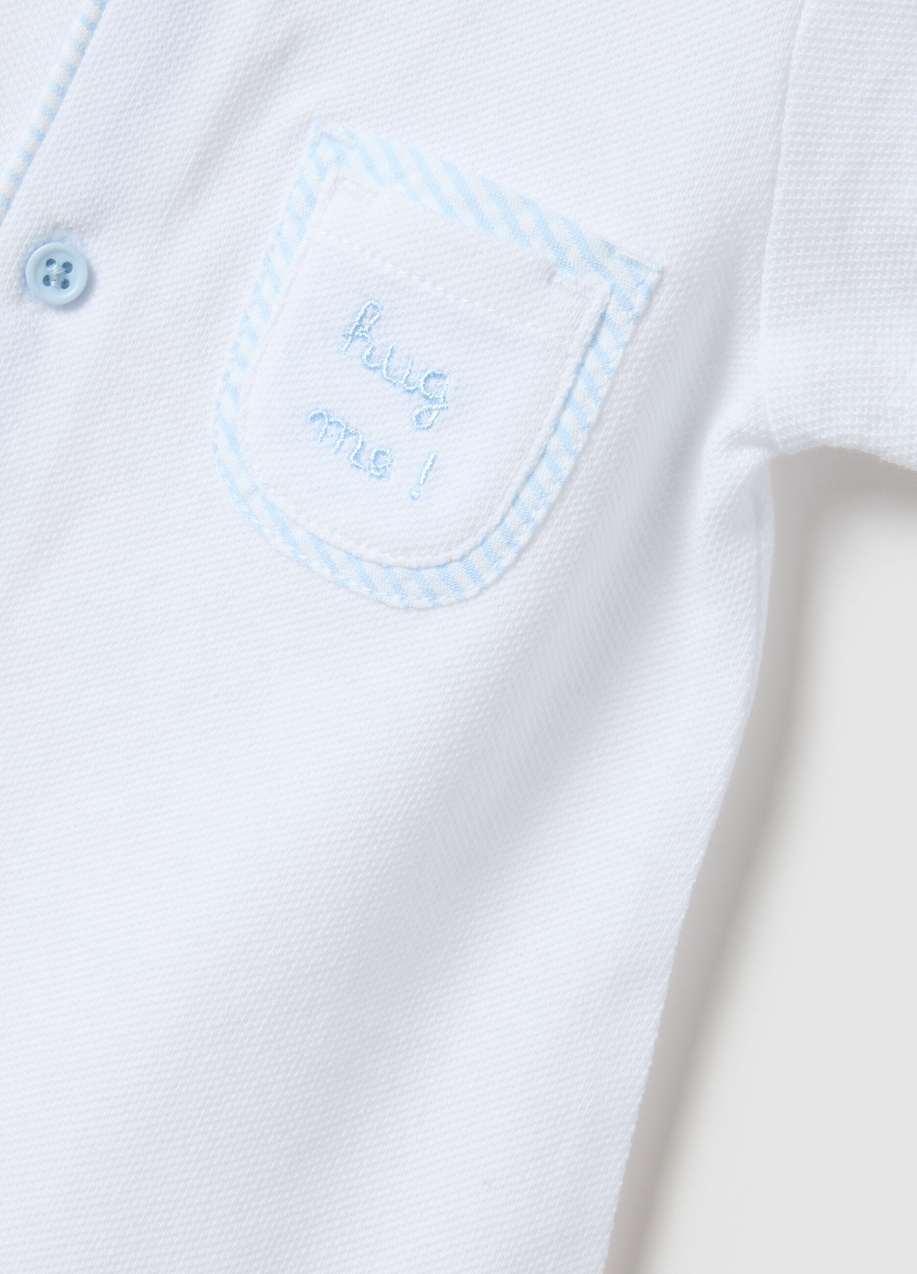 Newborn pure white cotton romper with pointed collar