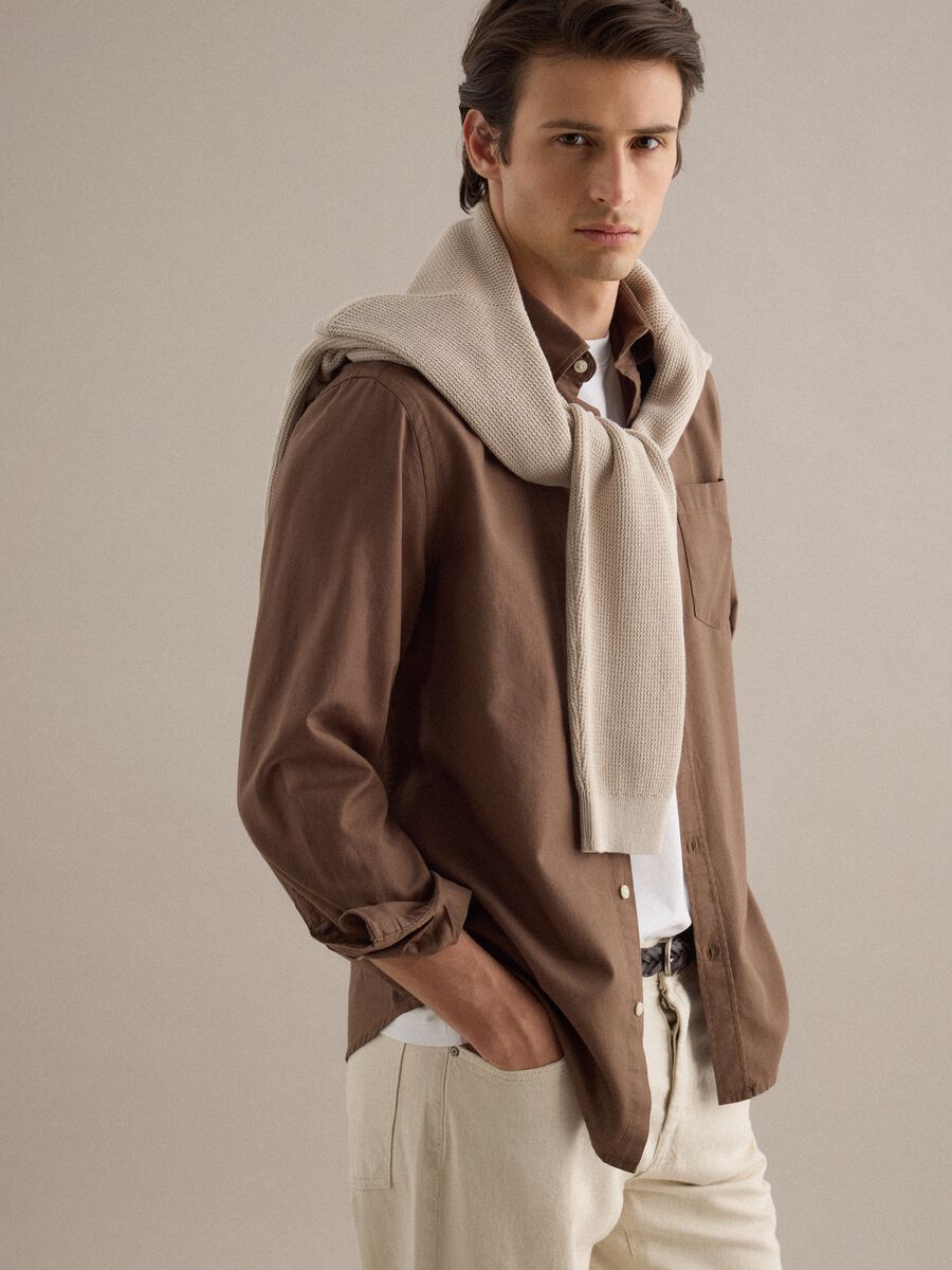 Brown shirt in pure cotton regular fit_1