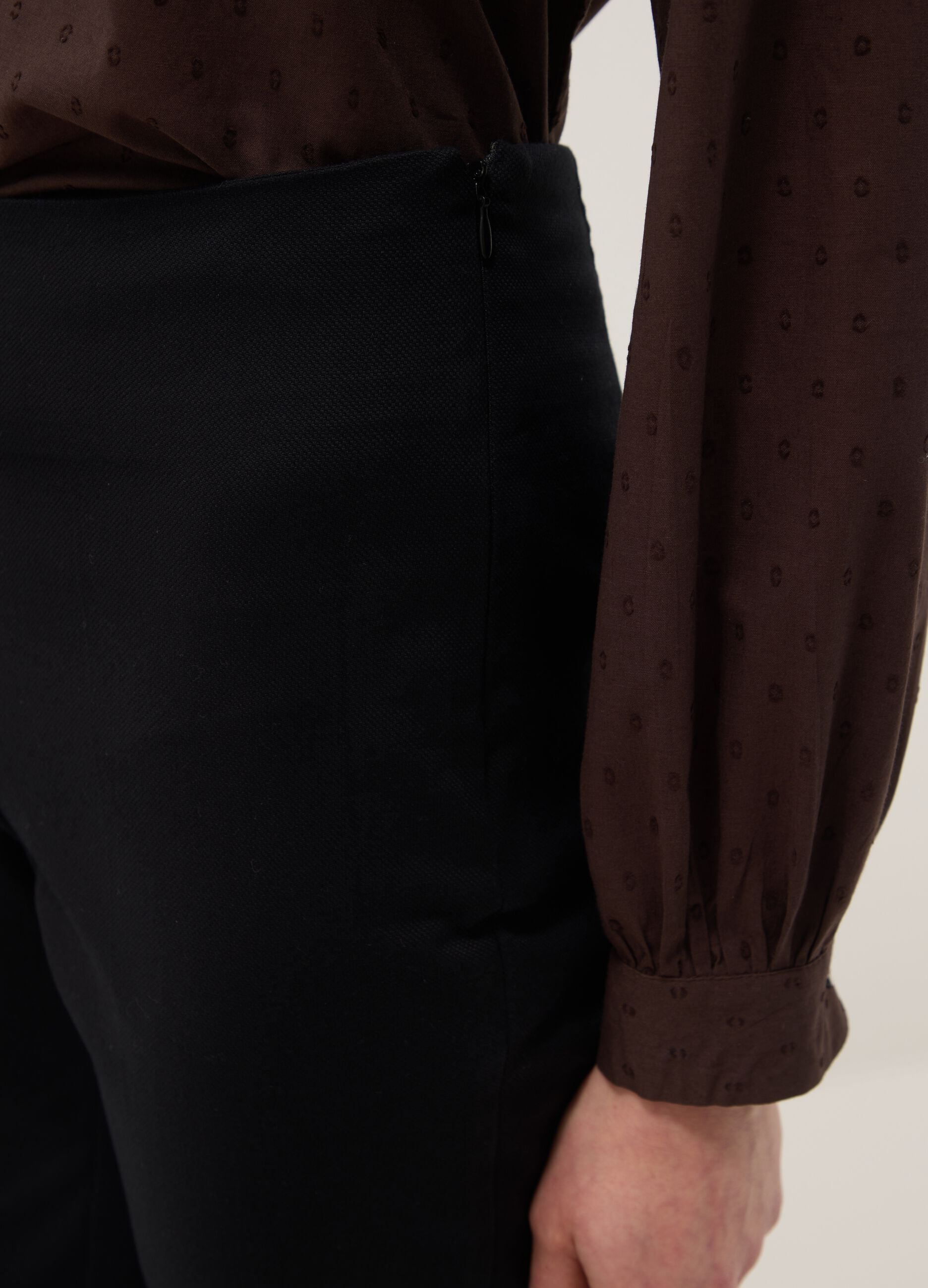Black Slim Fit Stretch Cotton Ankle Trousers