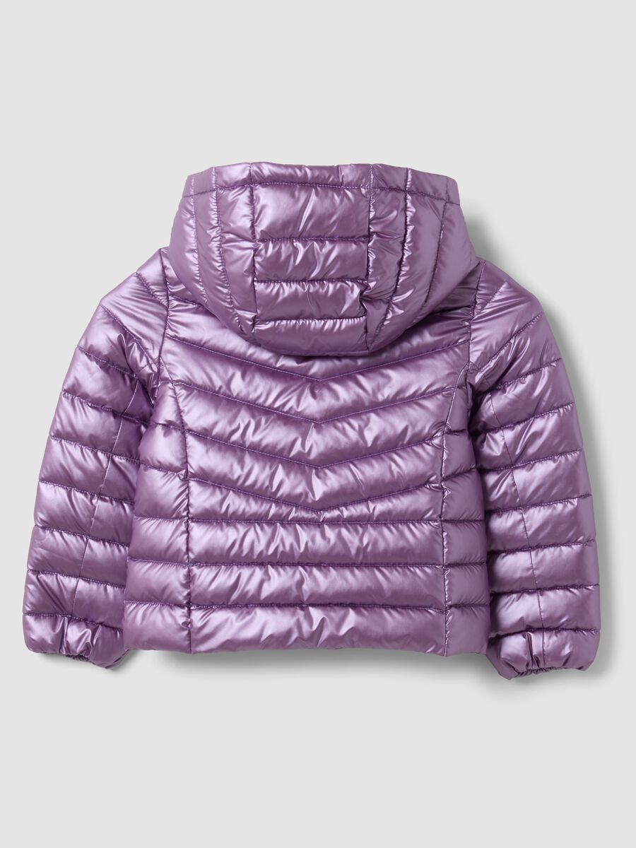 Purple Ultralight padded jacket with hood and zip for girls_3