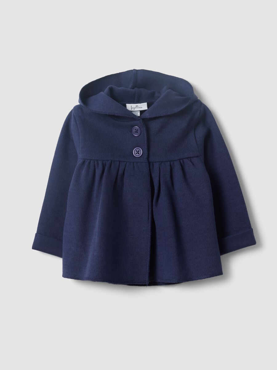 Blue organic cotton hooded sweatshirt for baby girl_0