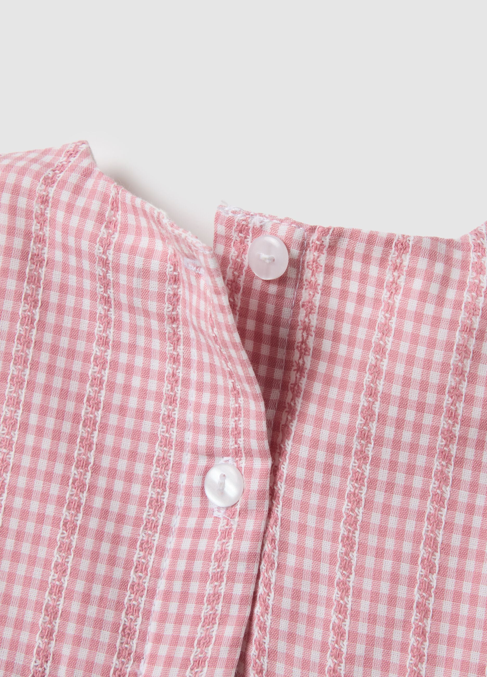 Multicolour Checked Pure Cotton Baby Dress with Ruffles, Regular Fit