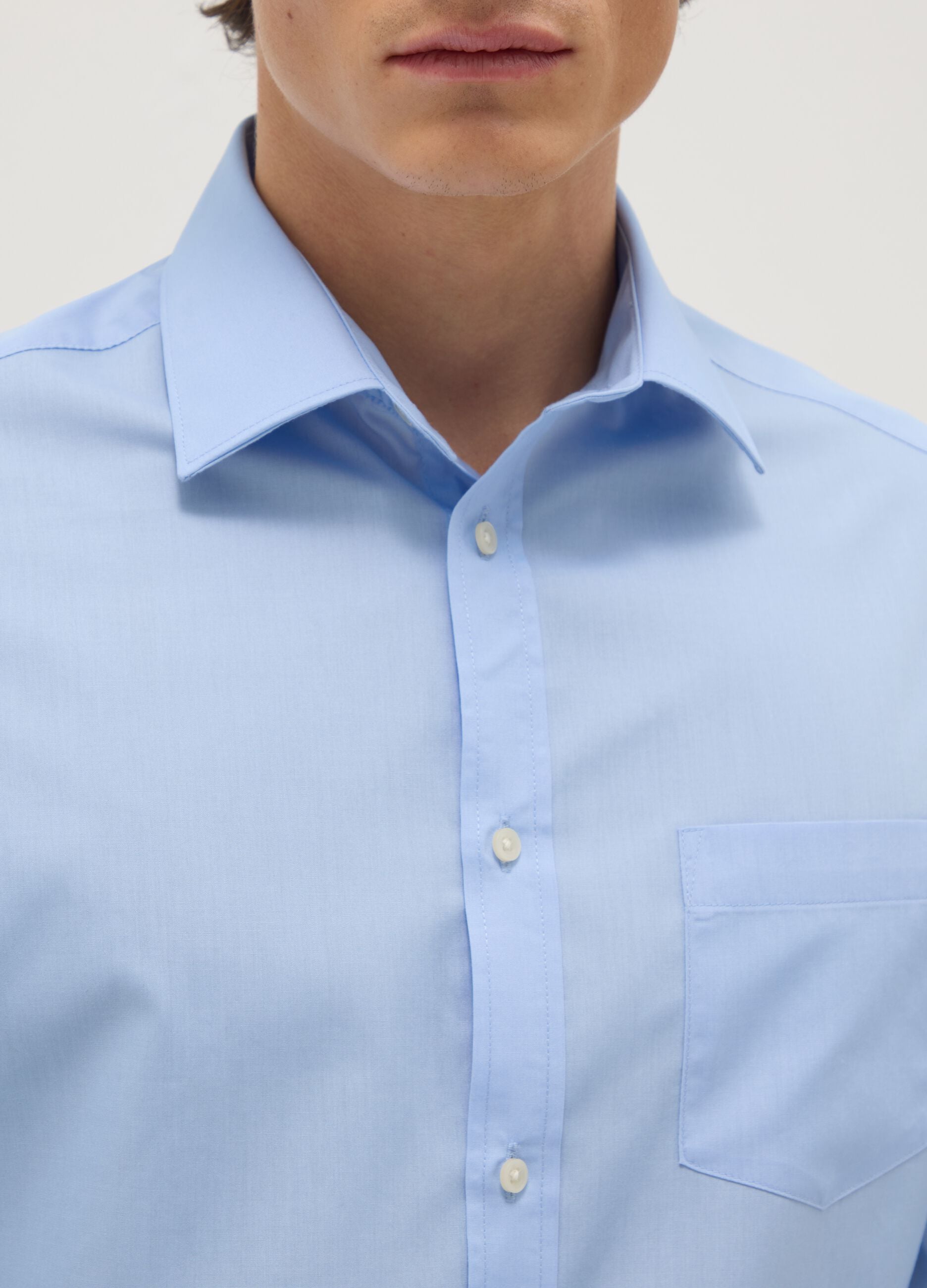 Blue cotton blend regular fit shirt