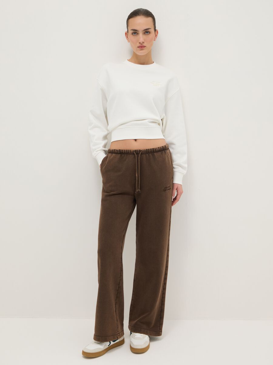 Felpa girocollo bianca in misto cotone regular fit con scritta_2