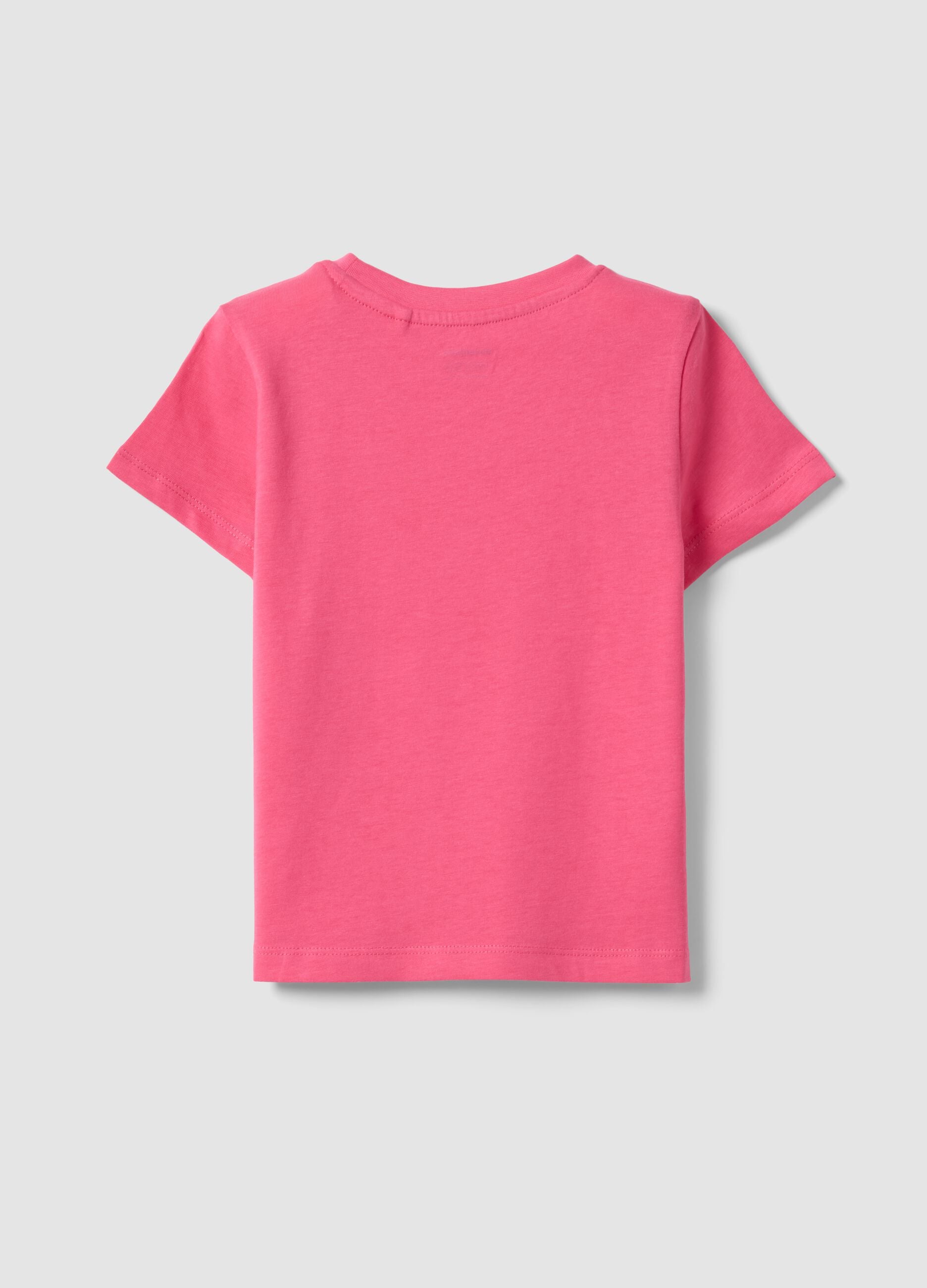 Girls&rsquo; pink pure cotton T-shirt, regular fit