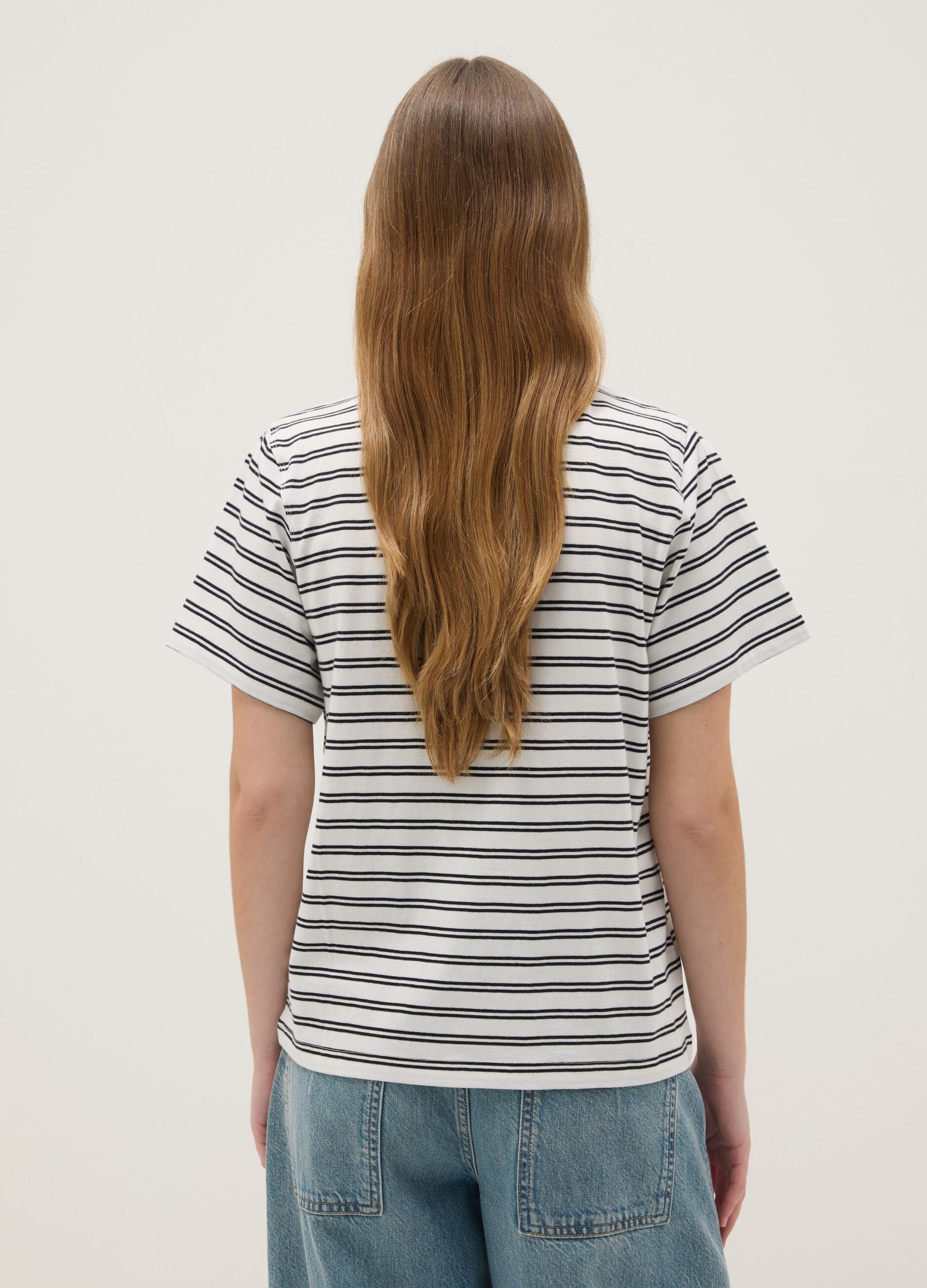Multicolour striped pure cotton t-shirt regular fit