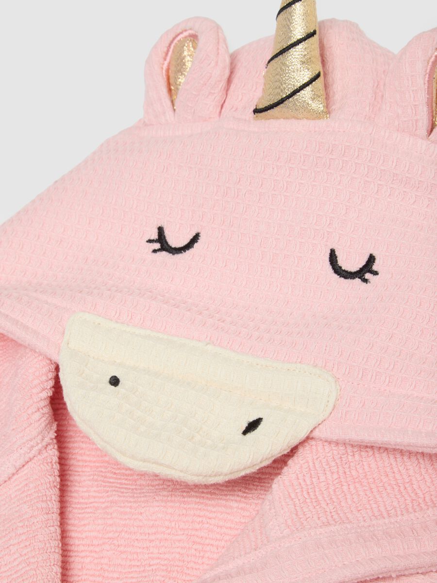 Accappatoio in puro cotone rosa da neonata a forma di unicorno_2