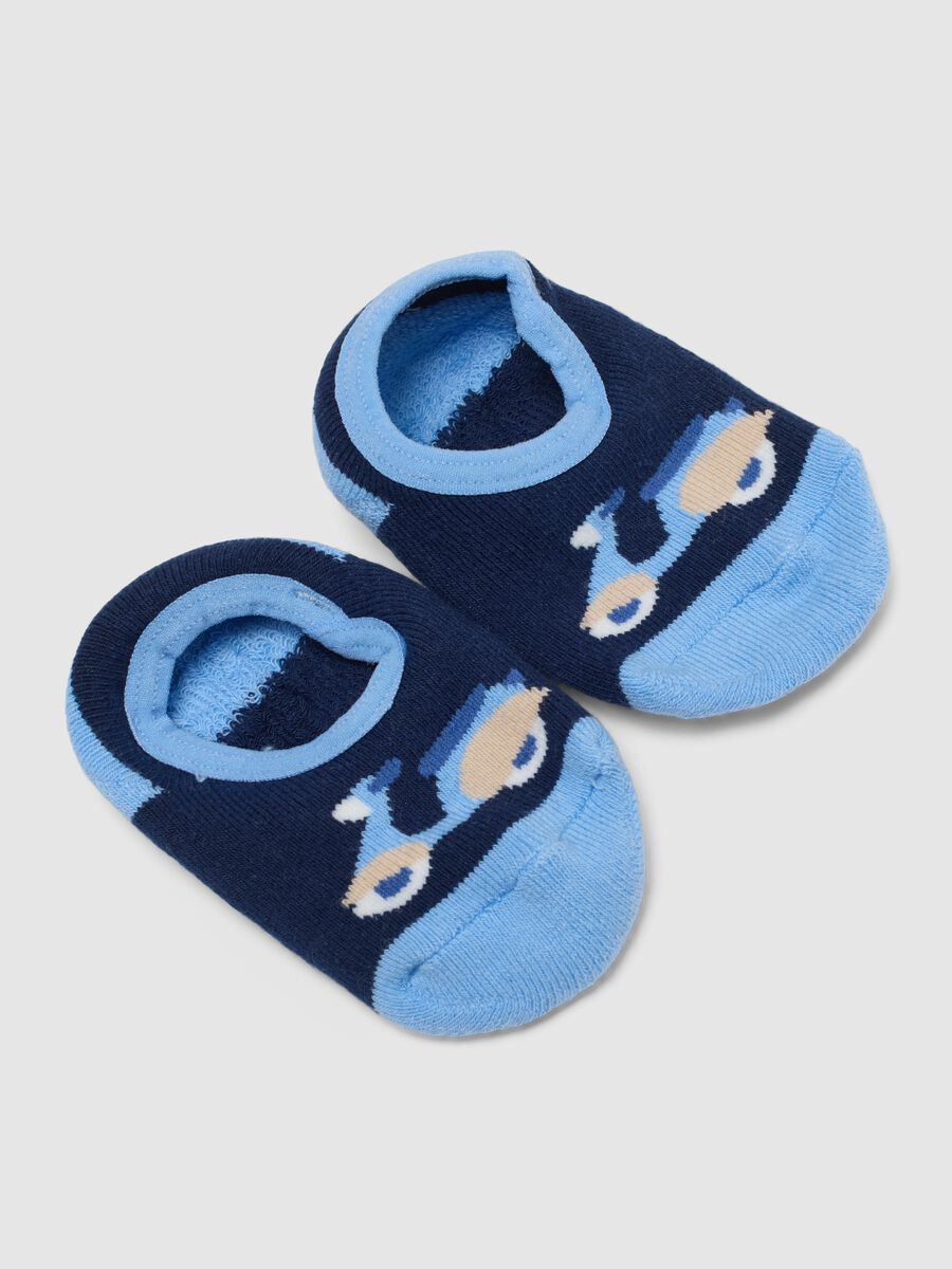 Multicolour cotton blend baby non-slip socks with scooter_2