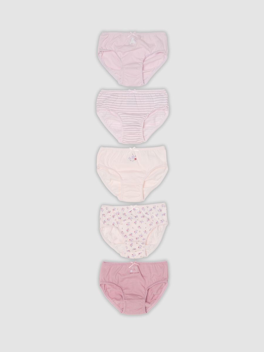 Multipack of five pink organic cotton jersey briefs for baby and toddler girls_0