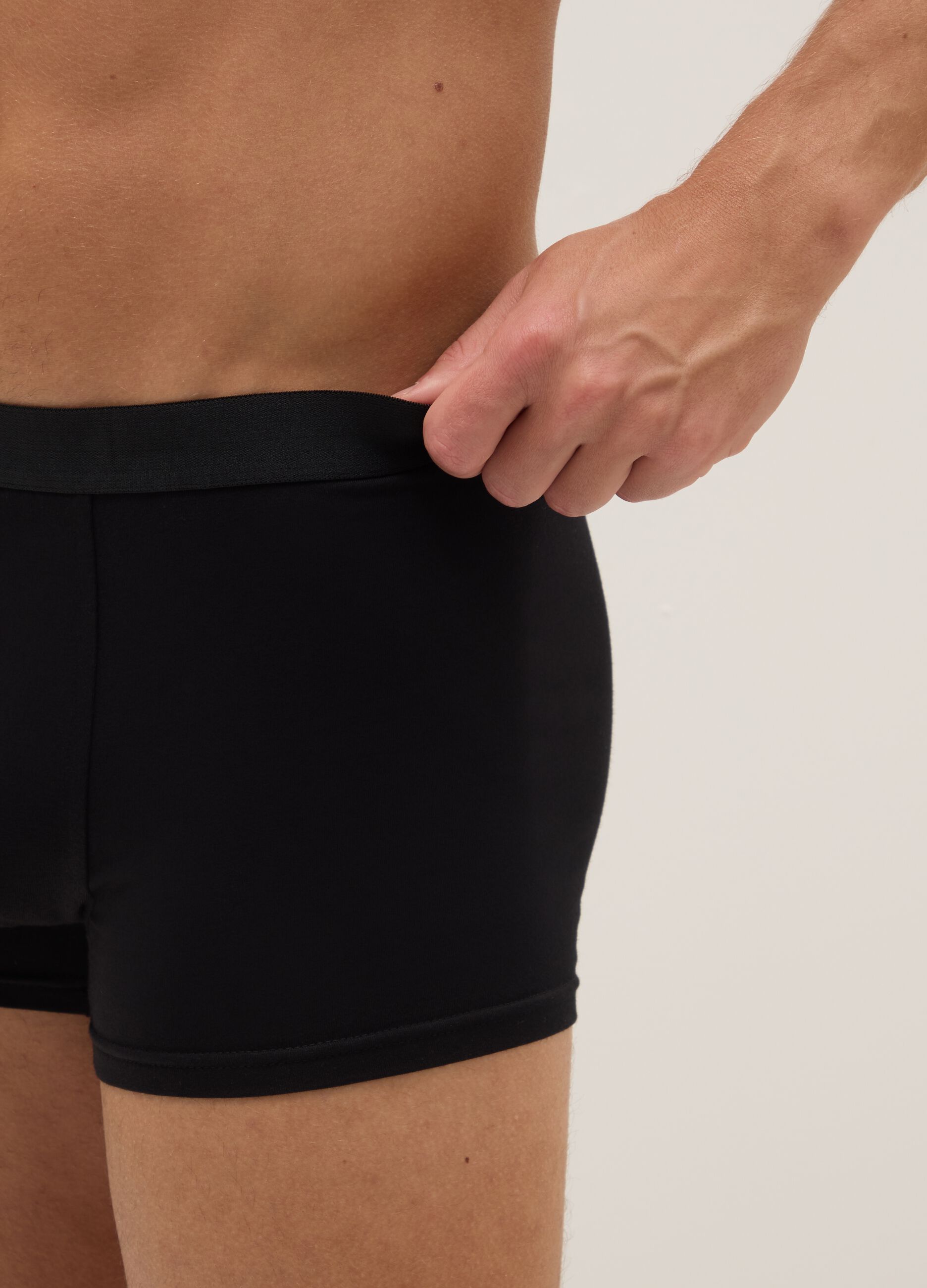 Three-pack of regular fit black stretch cotton boxers