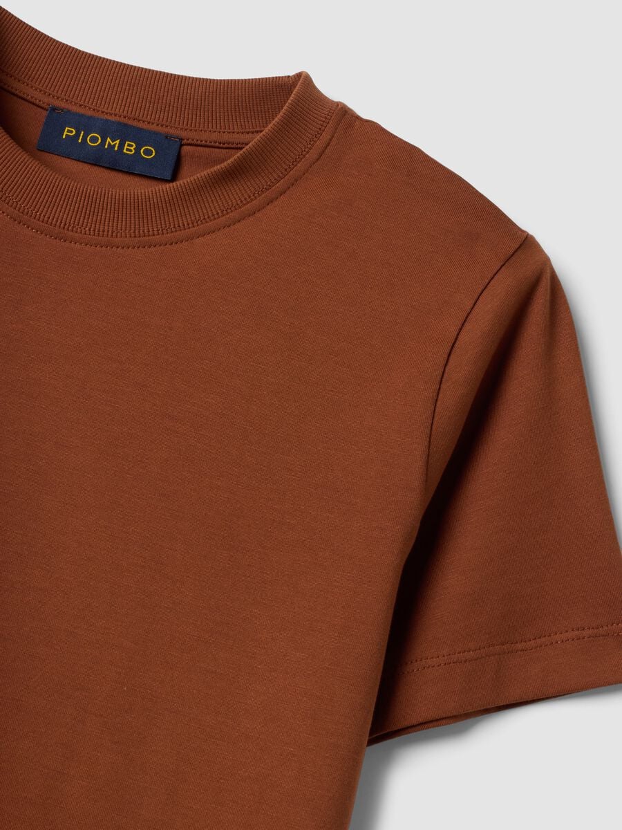 T-shirt girocollo marrone in puro cotone Supima regular fit_2
