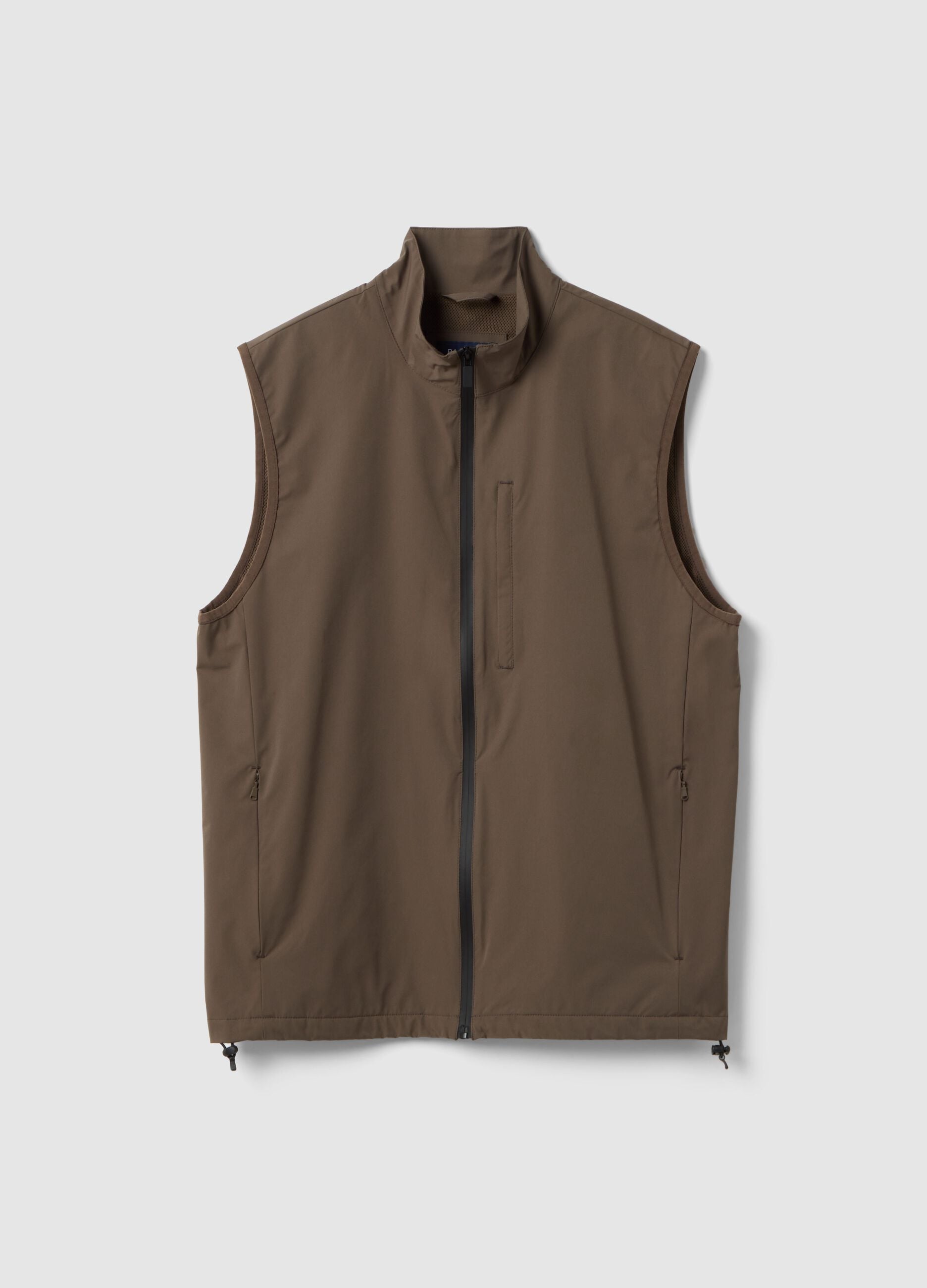 Ultra-light brown regular fit gilet with full zip