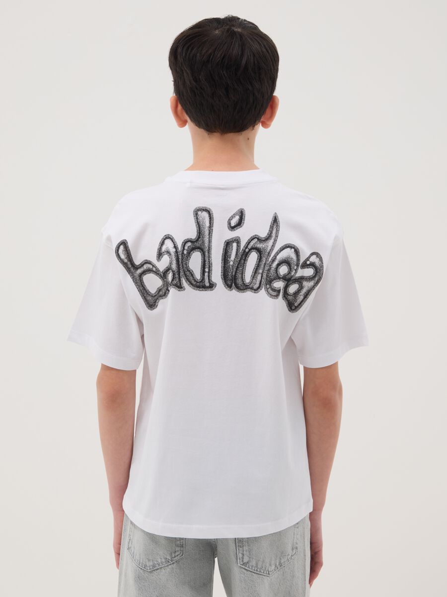 Oversized fit pure white cotton boy's T-shirt with print_2