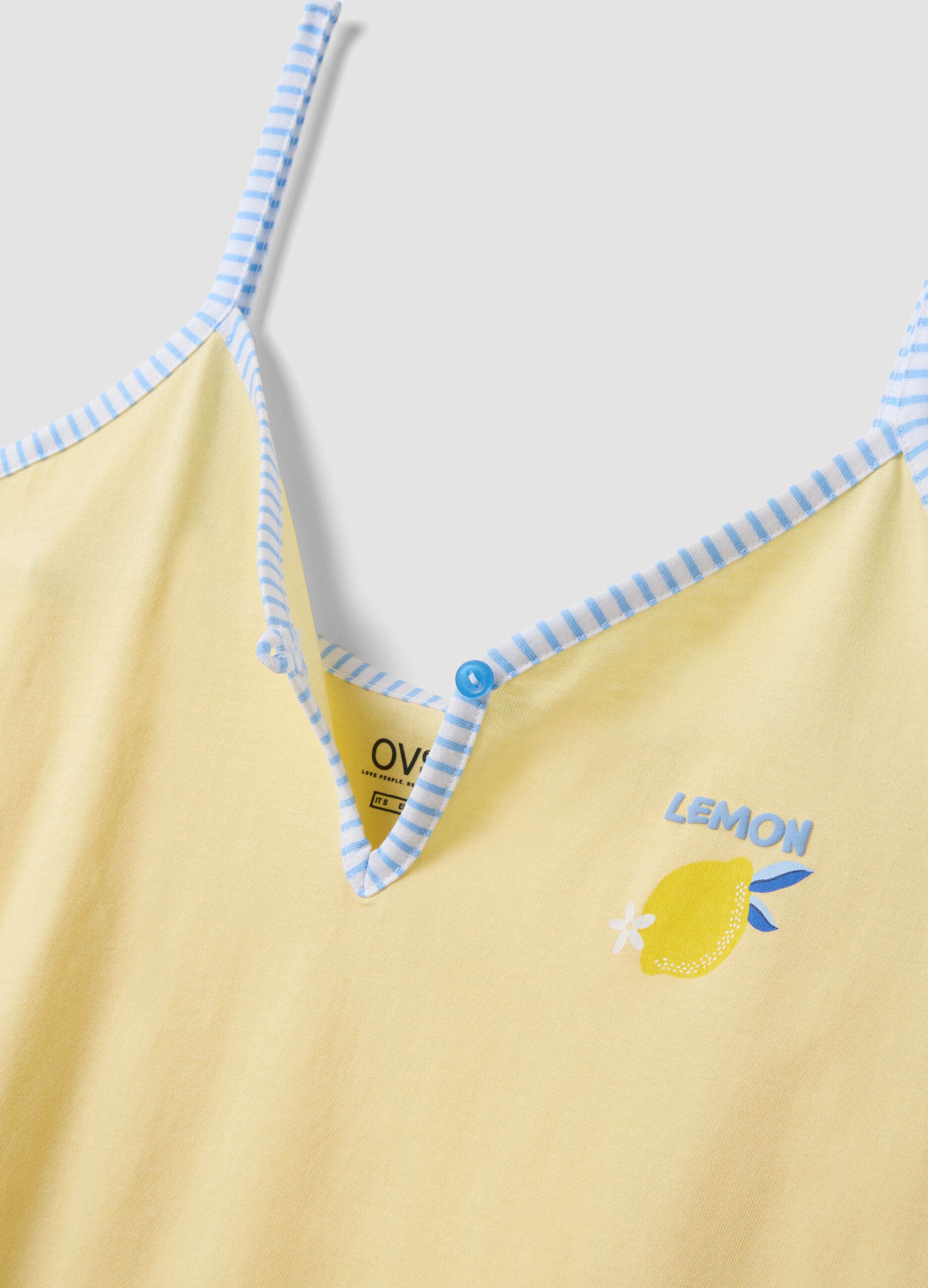 Yellow organic cotton nightdress with thin straps