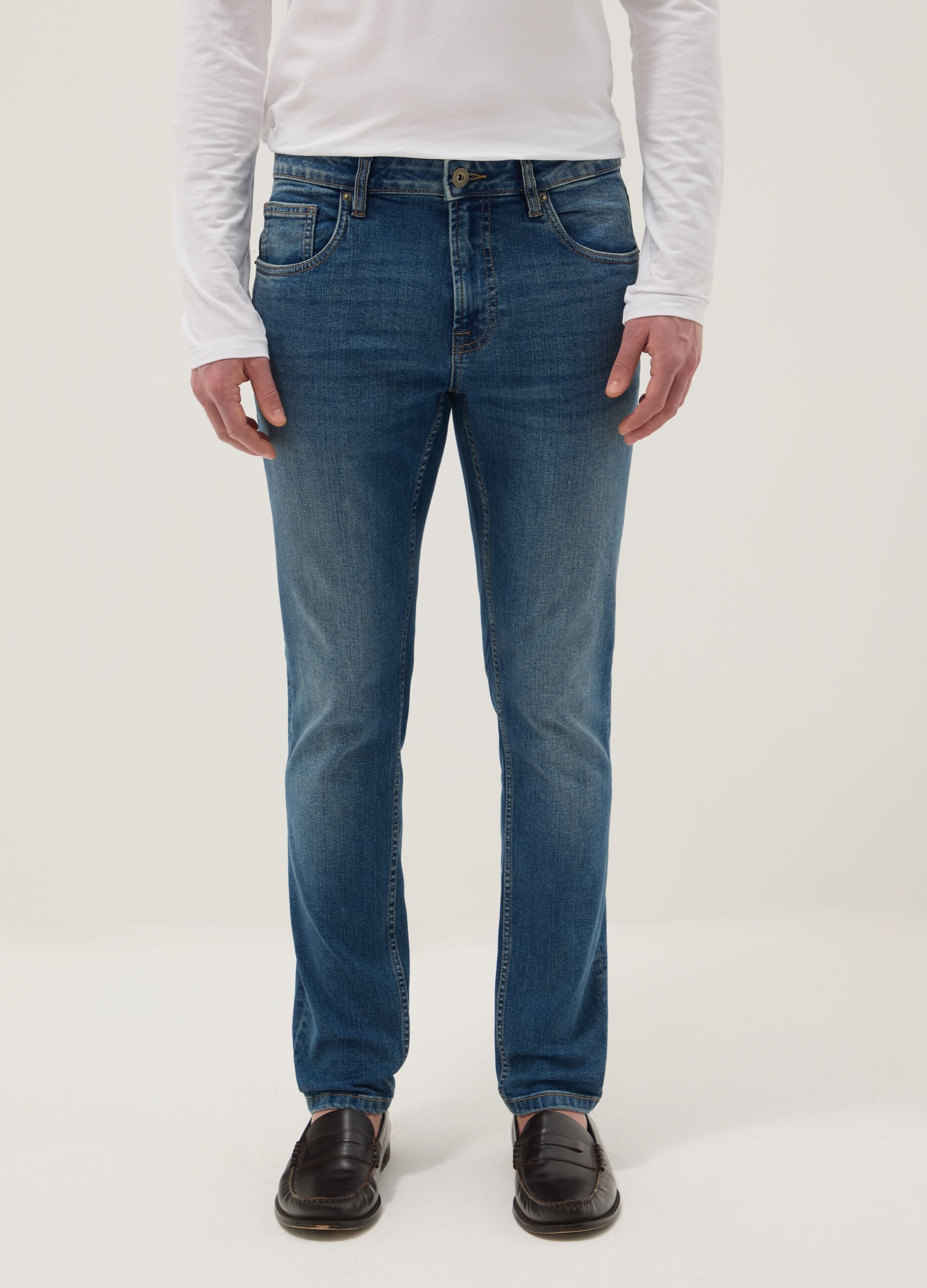 Blue Stretch Cotton Skinny Fit Jeans