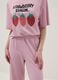 Long pink pure cotton pyjamas with strawberries, regular fit_3