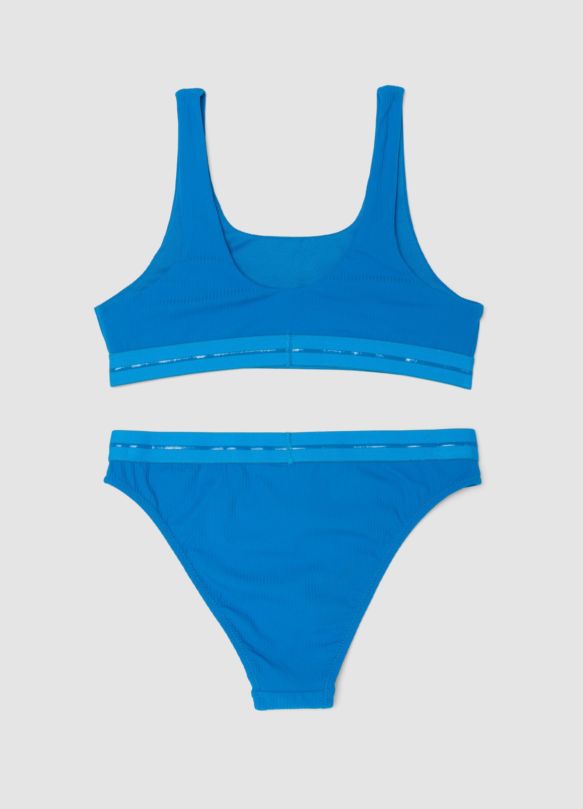 Blue Stretch Fabric Bikini