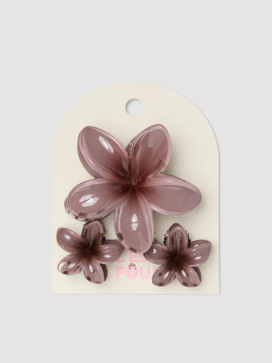 Pink Flower Hair Clip Set_0