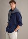 Blue pure linen shirt with band collar, regular fit_0