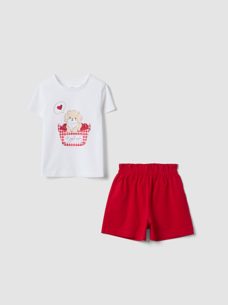 Girls' multicolour pure cotton shirt and shorts set, regular fit_0
