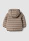 Beige ultralight quilted hooded jacket for boys_1