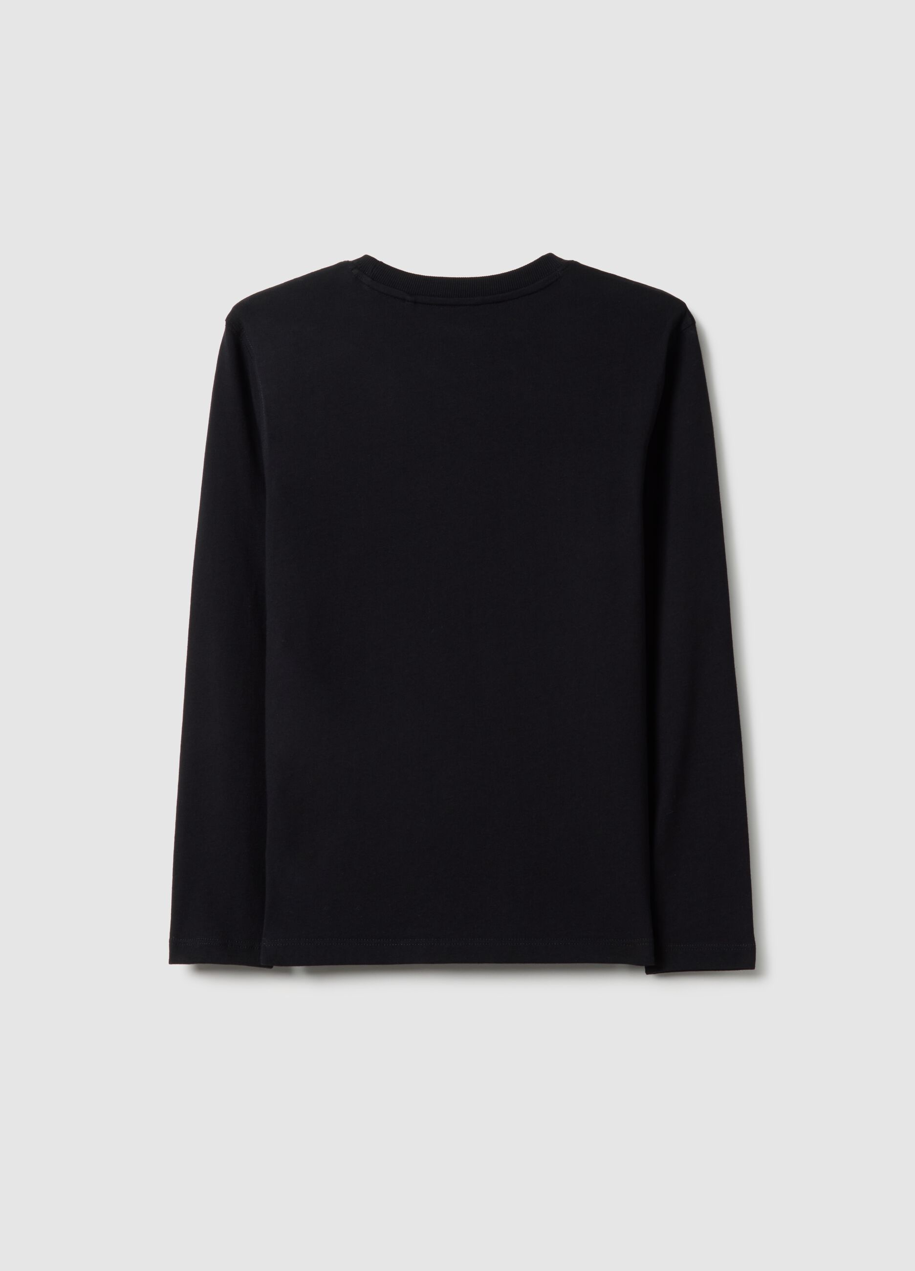 Boys' pure cotton black regular fit t-shirt with print