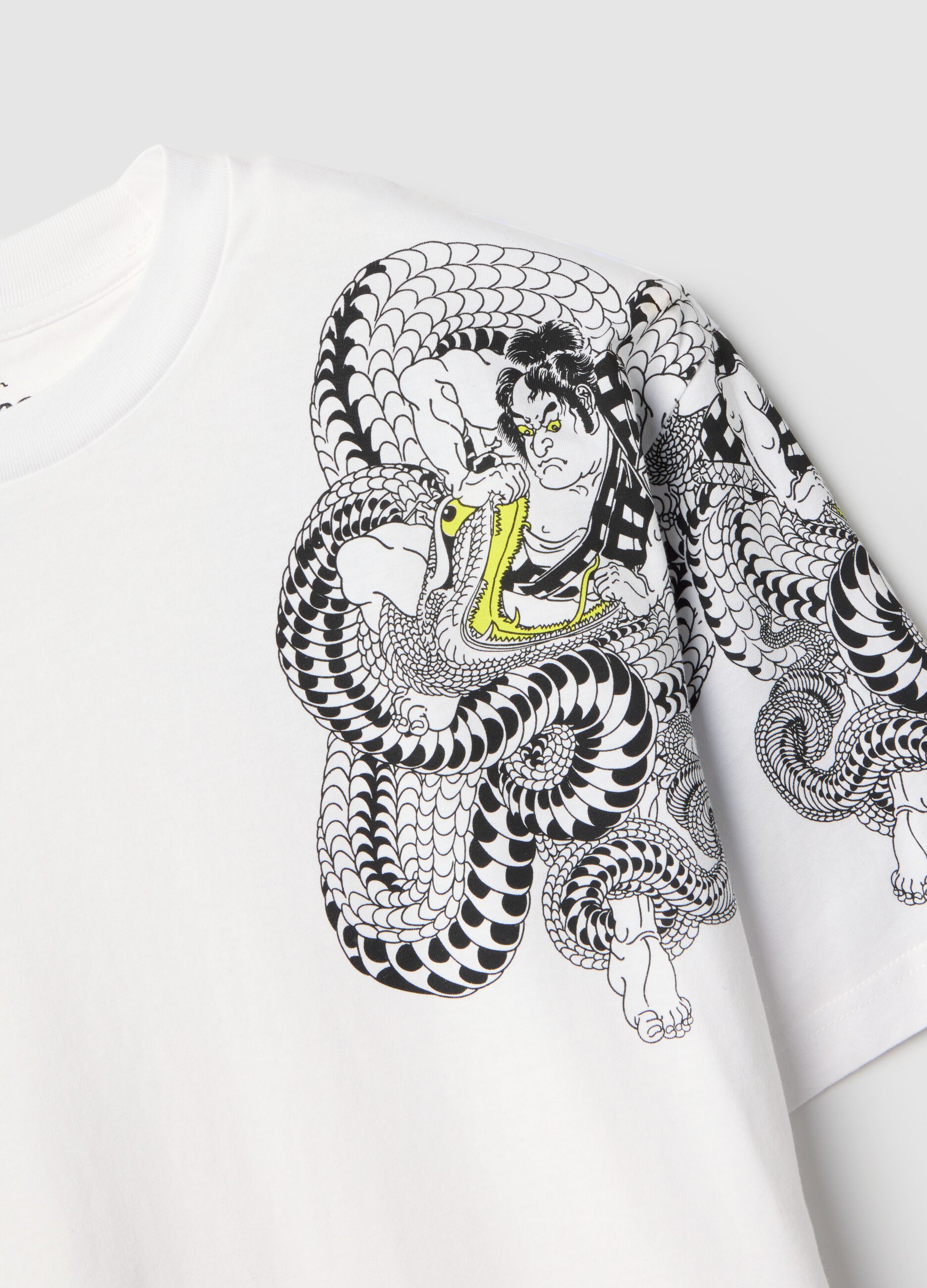 White pure cotton regular fit T-shirt with graphics