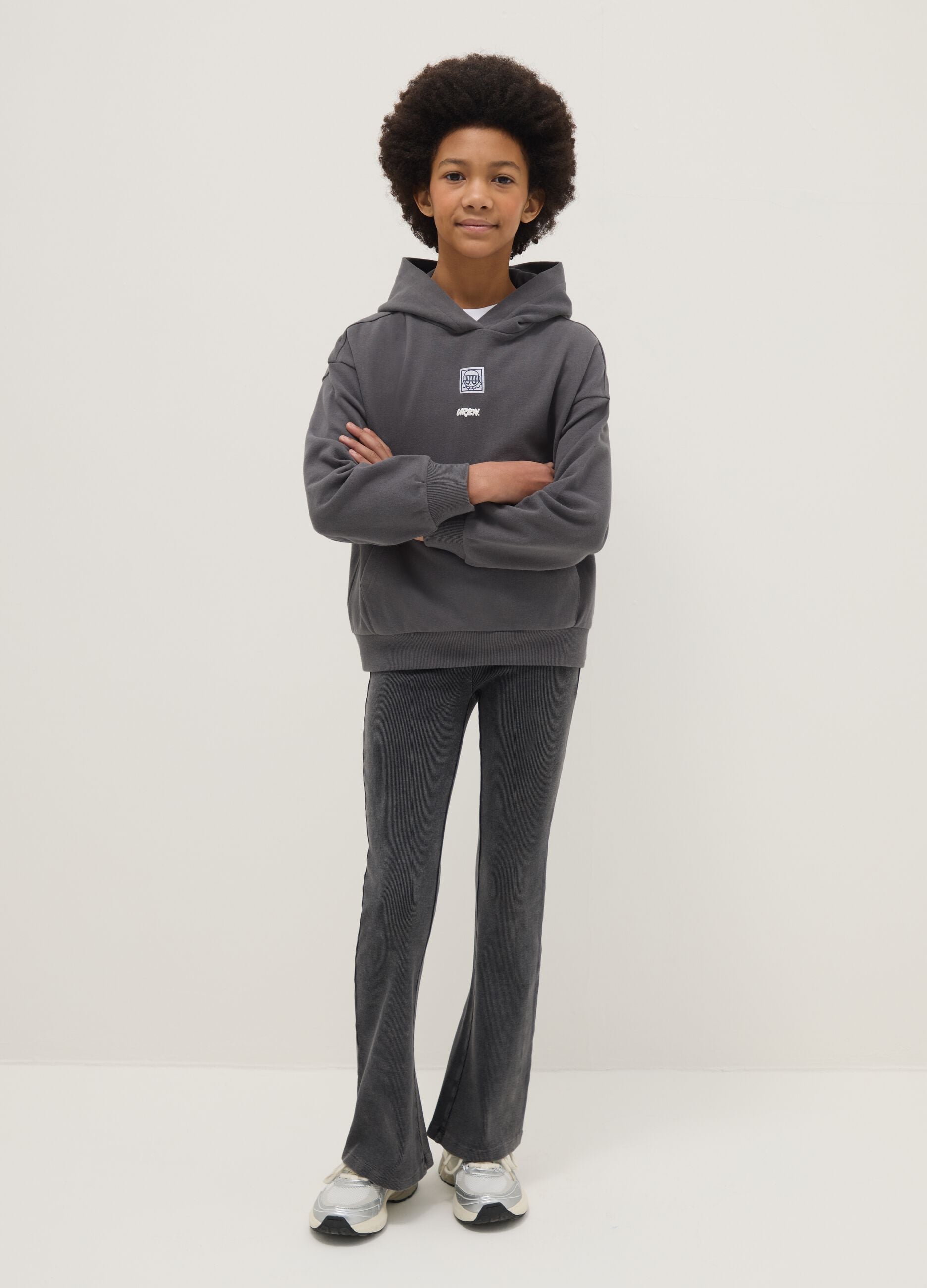 Grey Stretch Cotton Slim Fit Leggings for Girls