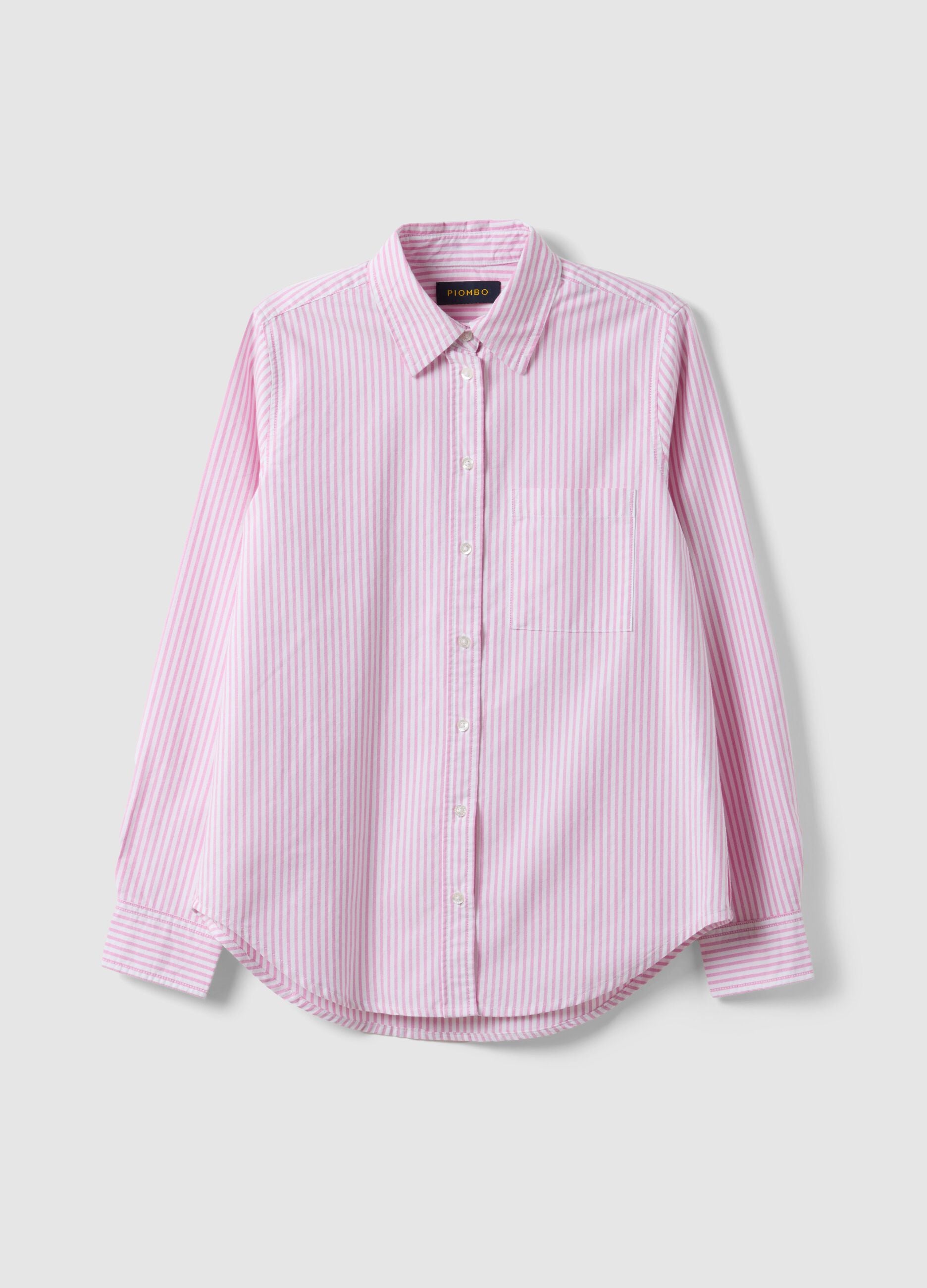 Multicolour striped pure cotton long-sleeve shirt, regular fit