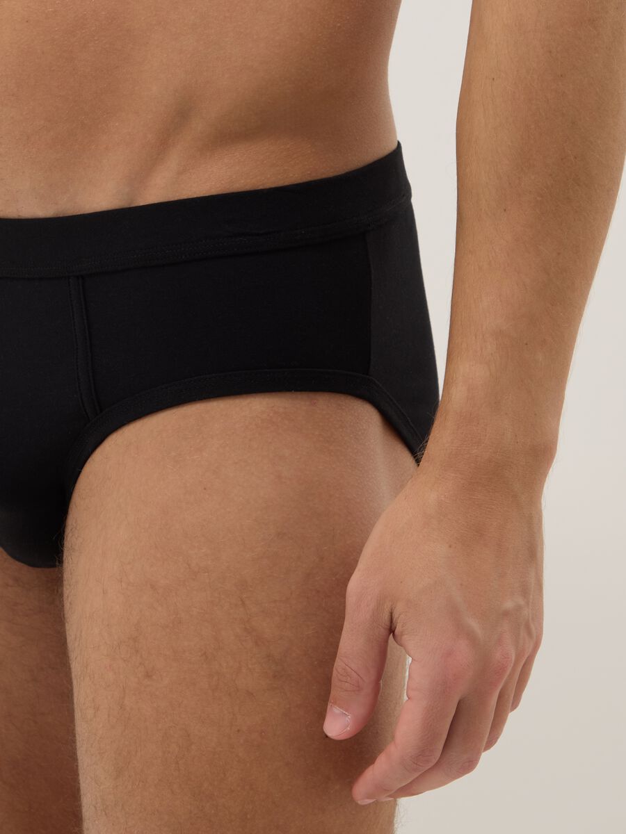 Pack of 3 black stretch cotton briefs, regular fit_3