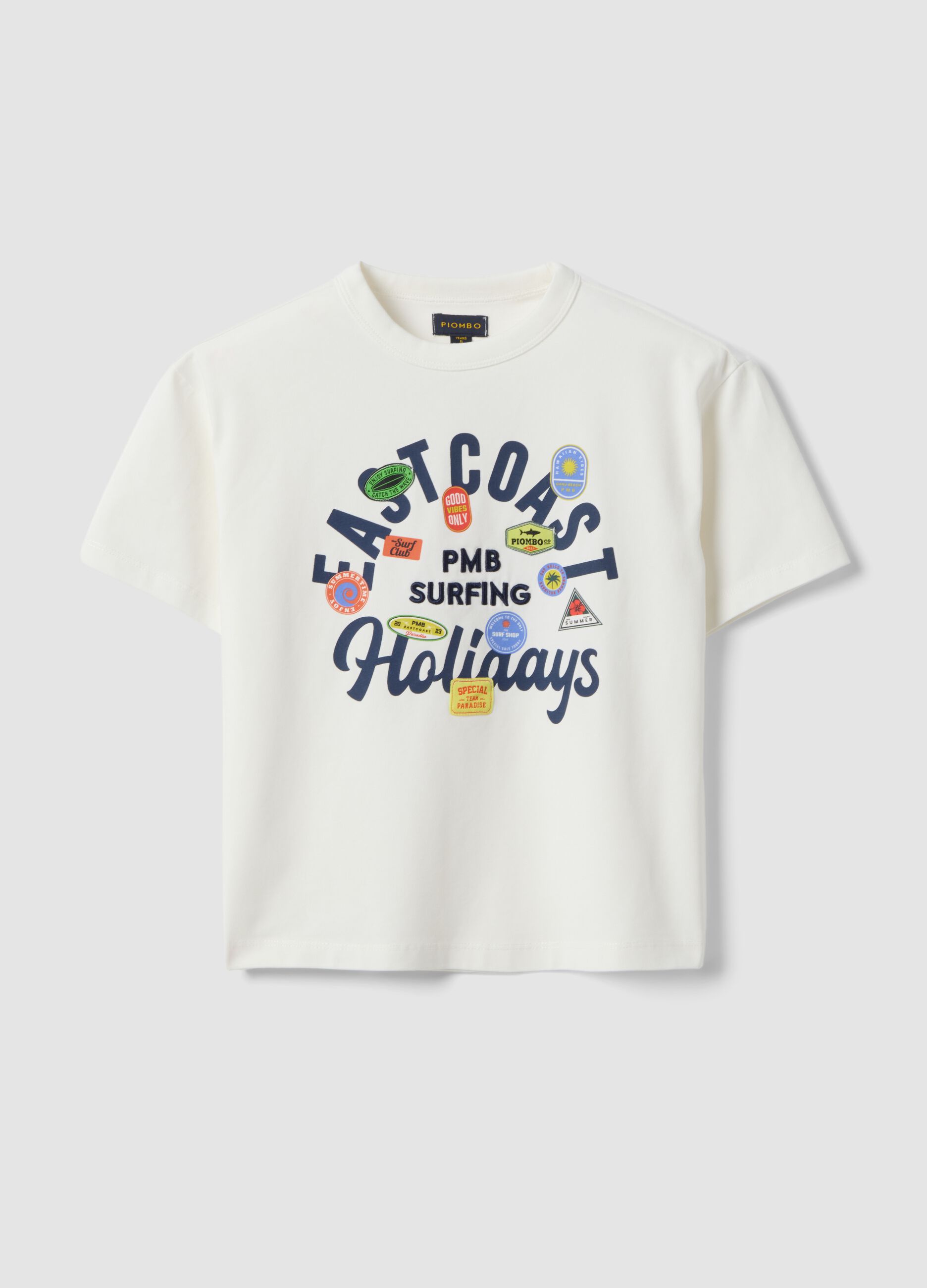Children's oversized white stretch cotton t-shirt