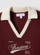 Red cotton blend regular fit polo collar shirt with lettering_5